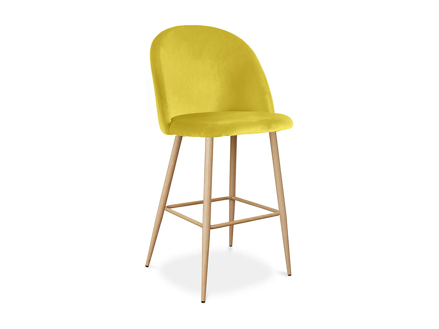 Taburete Tapizado en Terciopelo - Diseño Escandinavo - Evelyne Crema