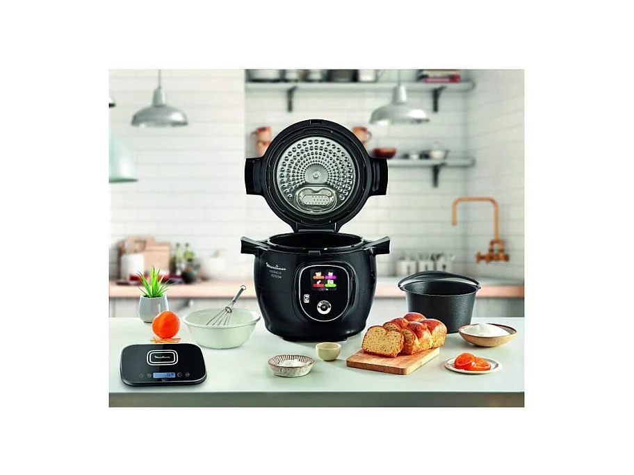 MOULINEX CE859800 Multicuiseur intelligent COOKEO + Connect avec Balance et Moule de cuisson inclus - 6L - 200 recettes - Noir