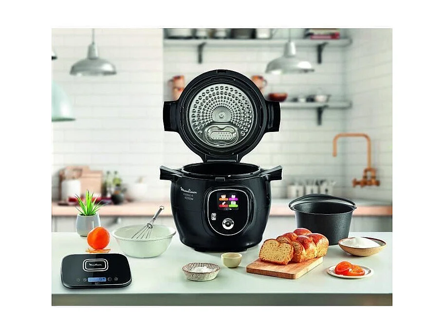 MOULINEX CE859800 Multicuiseur intelligent COOKEO + Connect avec Balance et Moule de cuisson inclus - 6L - 200 recettes - Noir