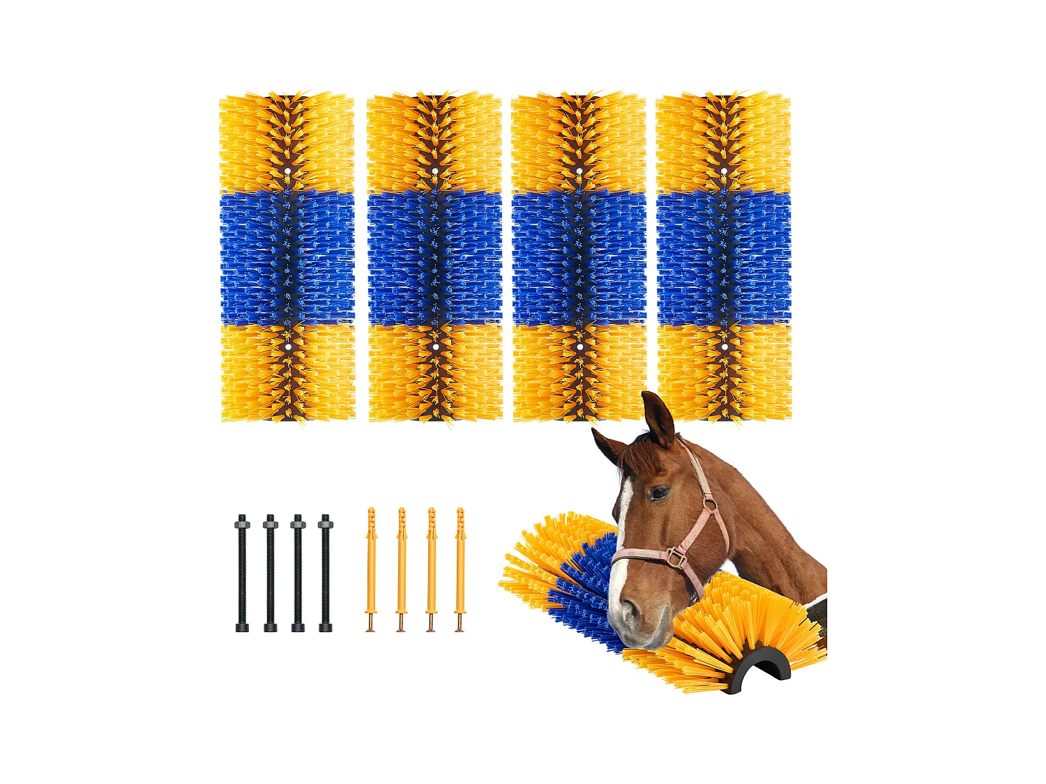 Spazzola per Rascicare per Bestiame SucceBuy 4 Pezzi 43cm per Alliviare i Prurito dei Cavalli, Allivia le Prurito, Mantiene Pulizia