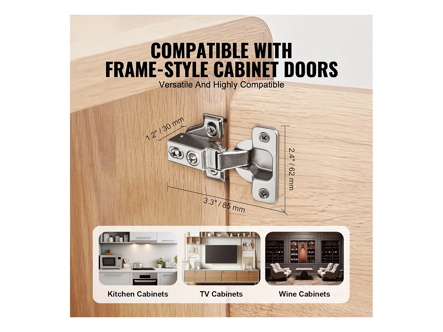 Lot de 60 Charnières de Porte d'Armoire à Fermeture Douce SucceBuy, Fermeture en Douceur Avec ou Sans Cadre