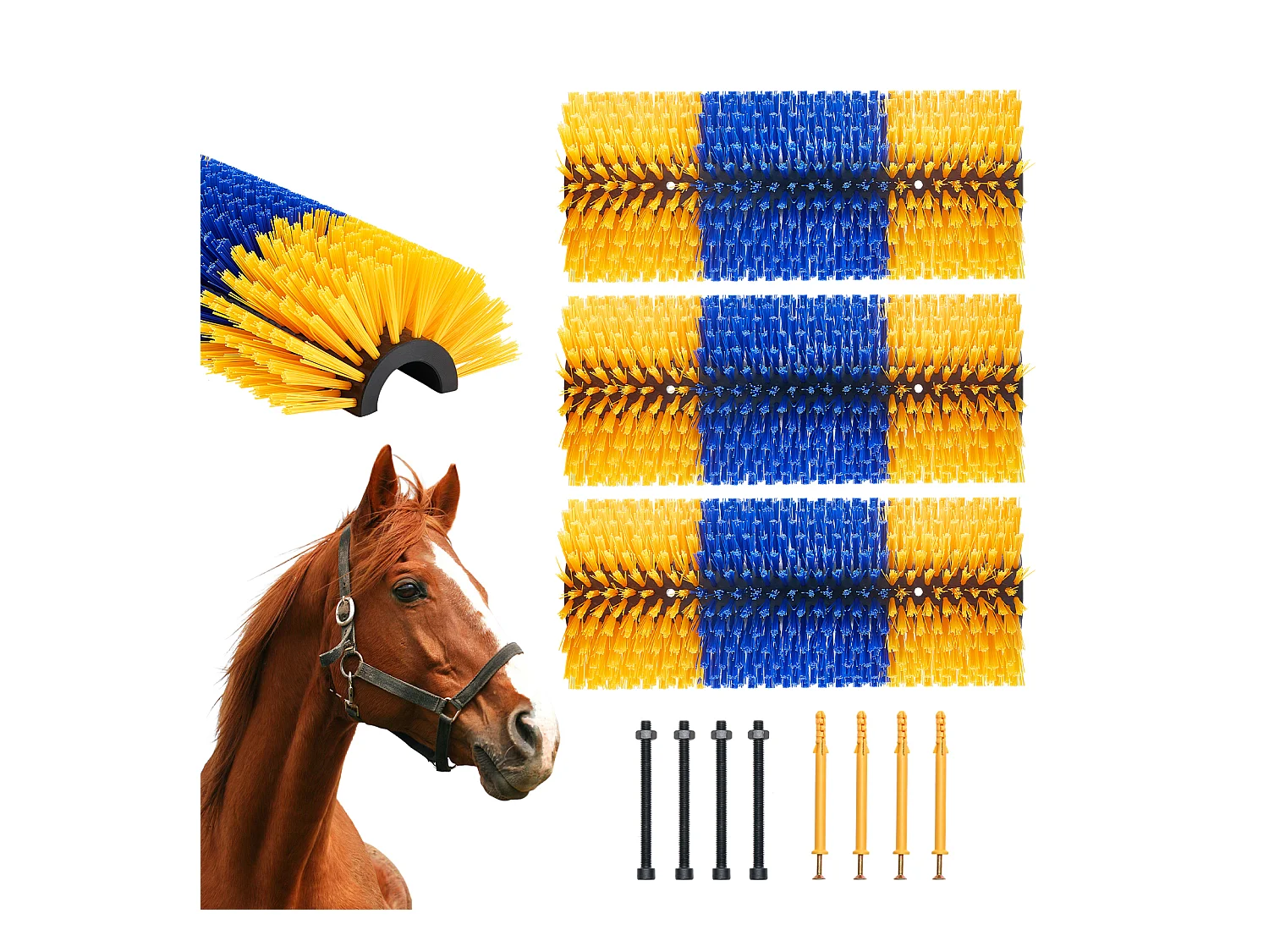 Brosses à Gratter SucceBuy Lot de 3 pour Bétail 43cm Grattoir pour Chevaux et Vaches pour Soulager les Démangeaisons