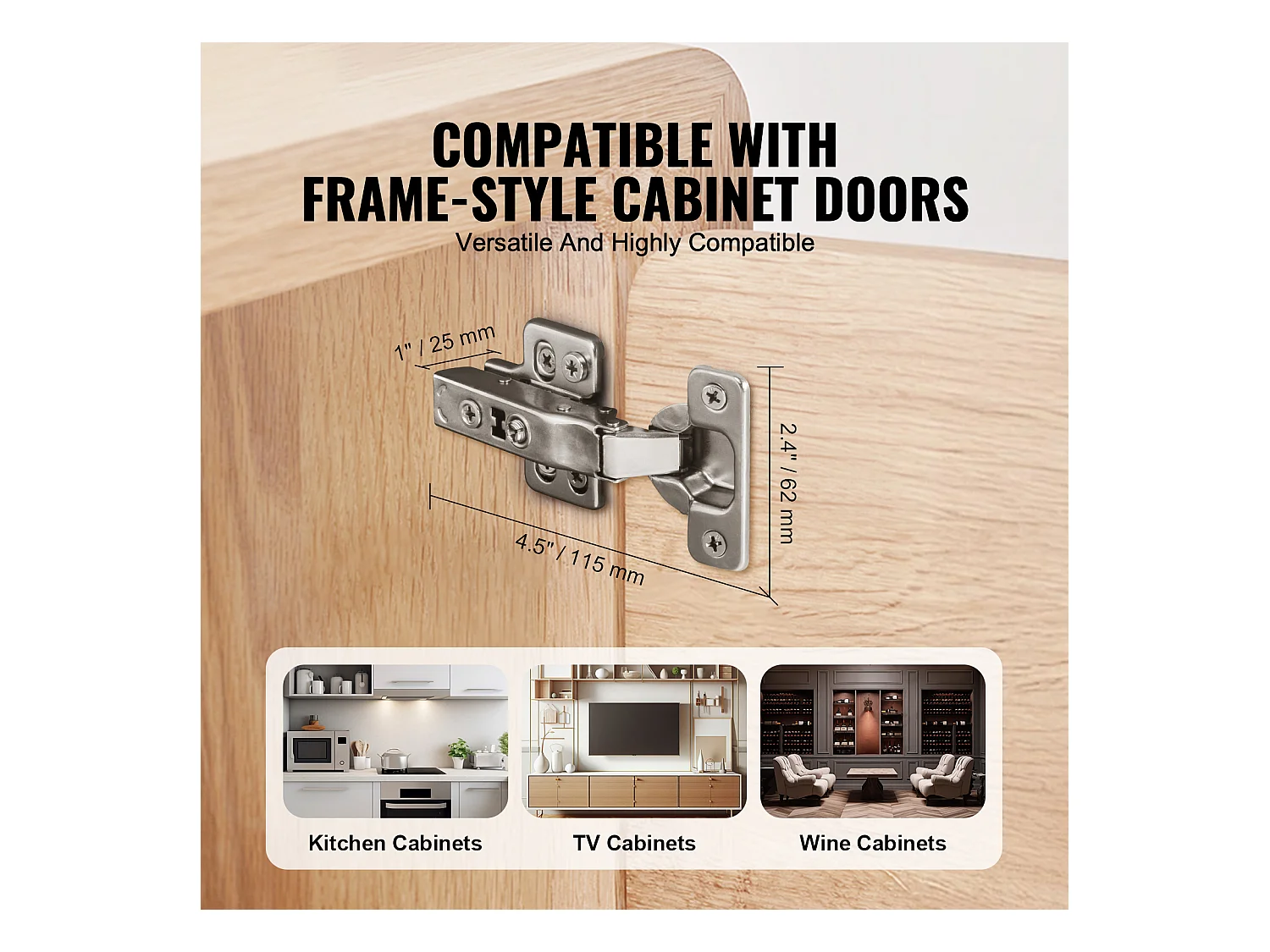 Charnières de Porte d'Armoire à Fermeture Douce SucceBuy, Pour Type Sans Cadre Superposition Complète 50 Paquets