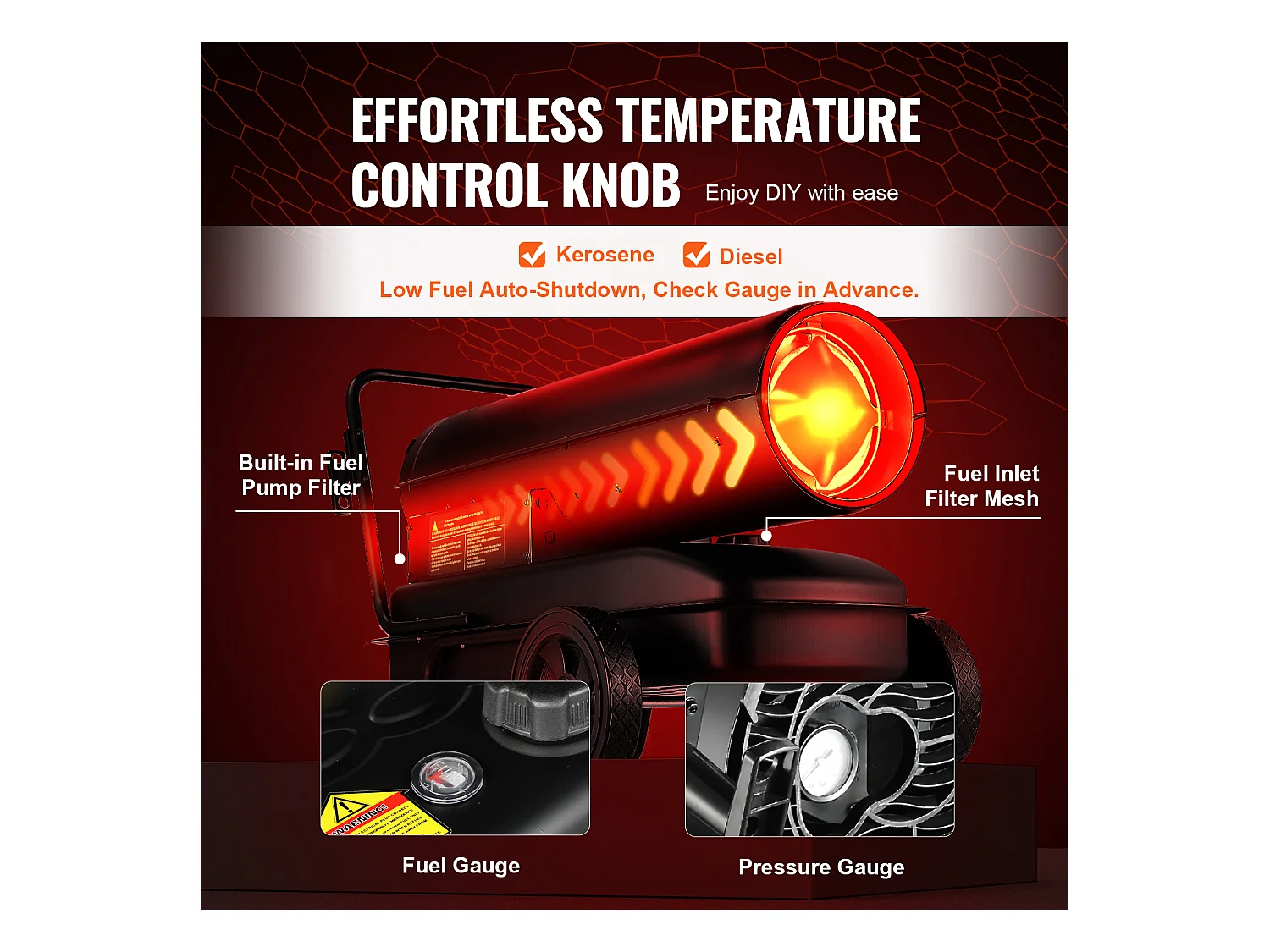 Chauffage SucceBuy au Kérosène/Diesel Haute Puissance - Économe en Énergie et Polyvalent