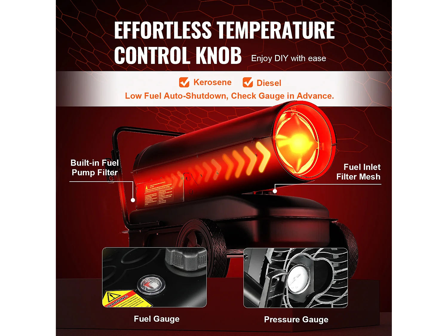 Chauffage SucceBuy au Kérosène/Diesel Haute Puissance - Économe en Énergie et Polyvalent