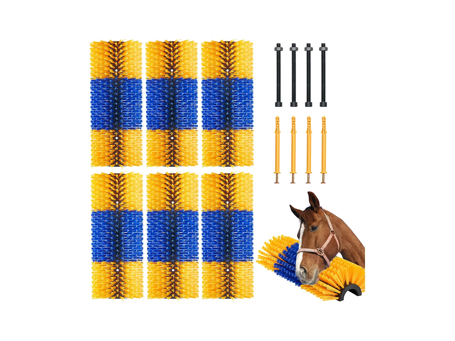 Brosse à Gratter SucceBuy pour Bétail 6 Pièces 43cm pour Soulager les Démangeaisons des Chevaux, Soulage les Démangeaisons, Garde Propre, Améliore le Toilettage