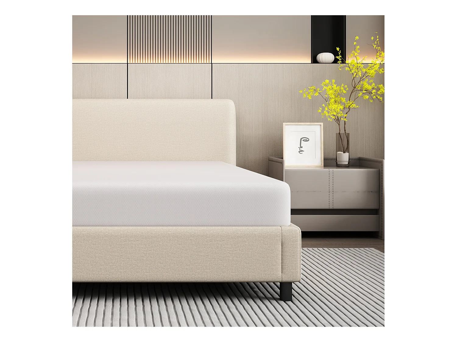 Matelas confortable - 90 x 200 cm - avec particules antidérapantes - respirant et durable - Mousse - blanc