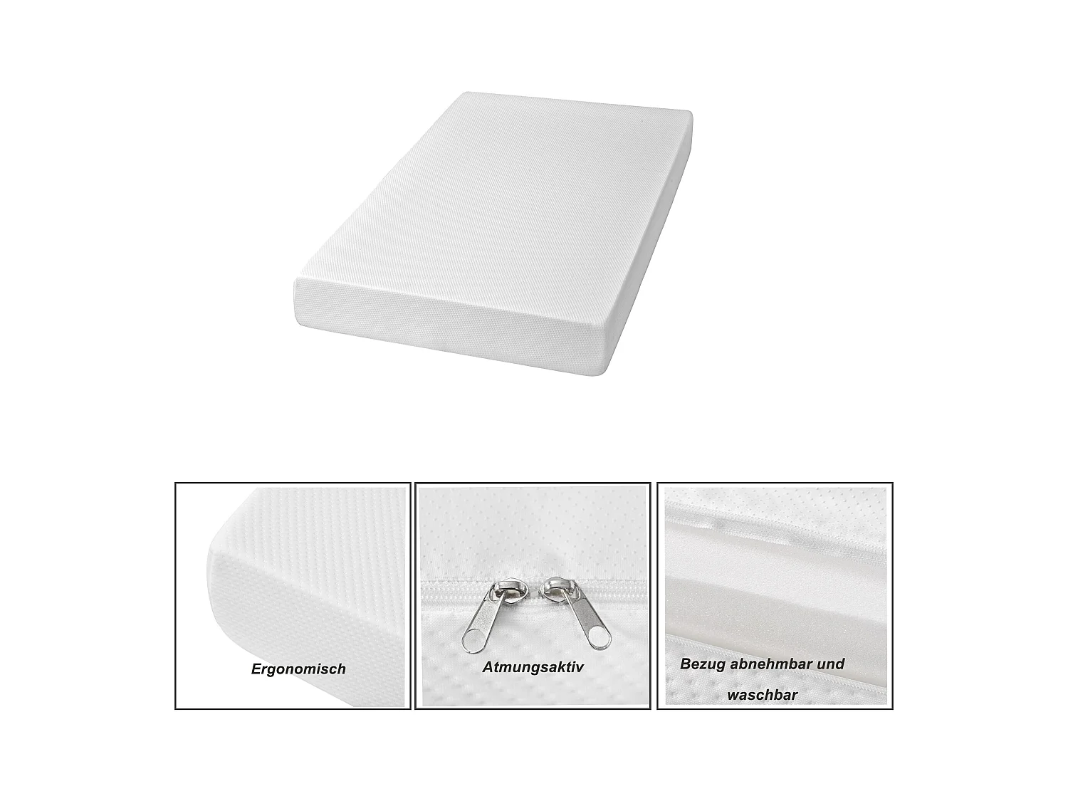 Matelas confortable - 90 x 200 cm - avec particules antidérapantes - respirant et durable - Mousse - blanc