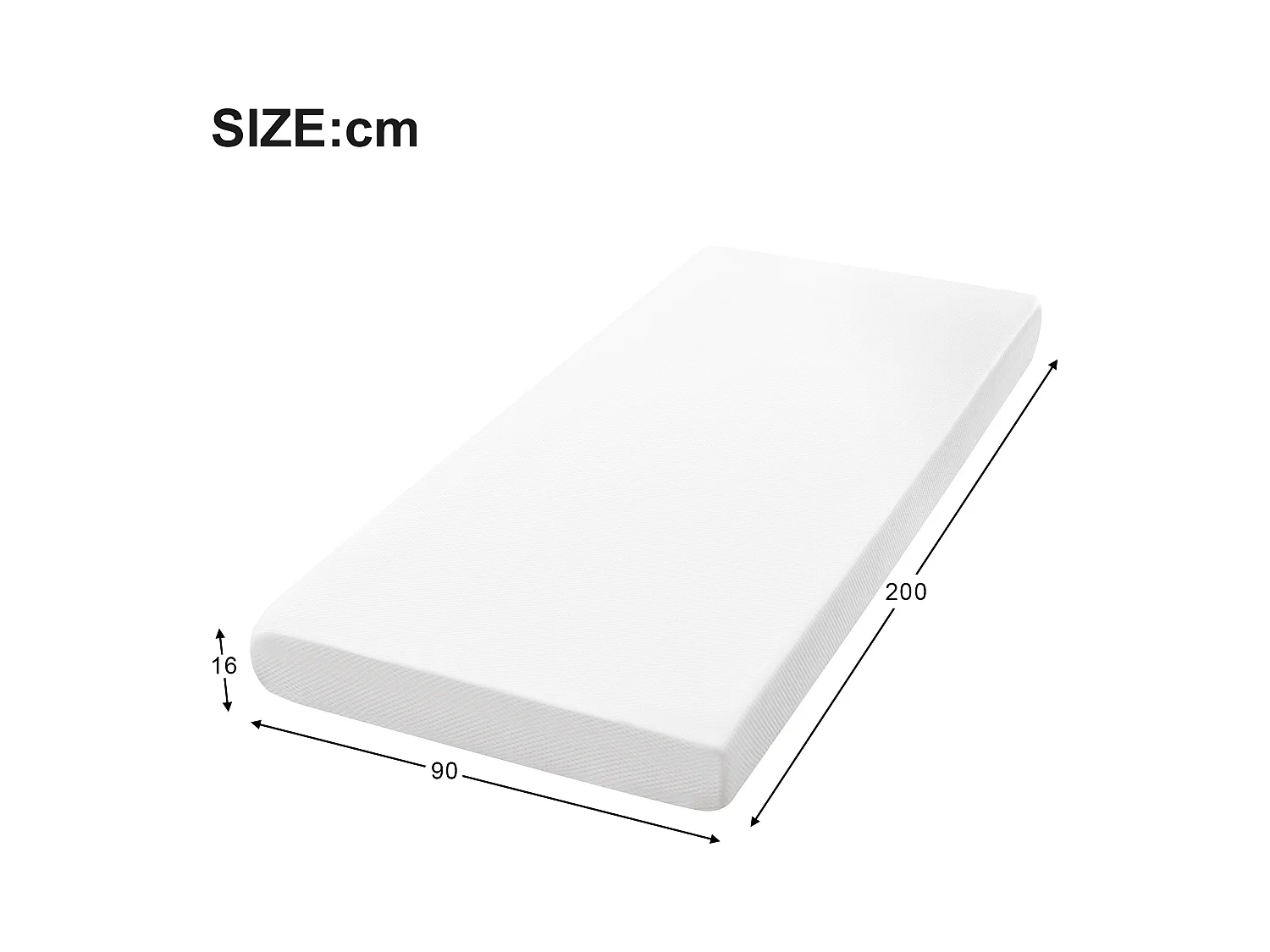 Matelas confortable - 90 x 200 cm - avec particules antidérapantes - respirant et durable - Mousse - blanc