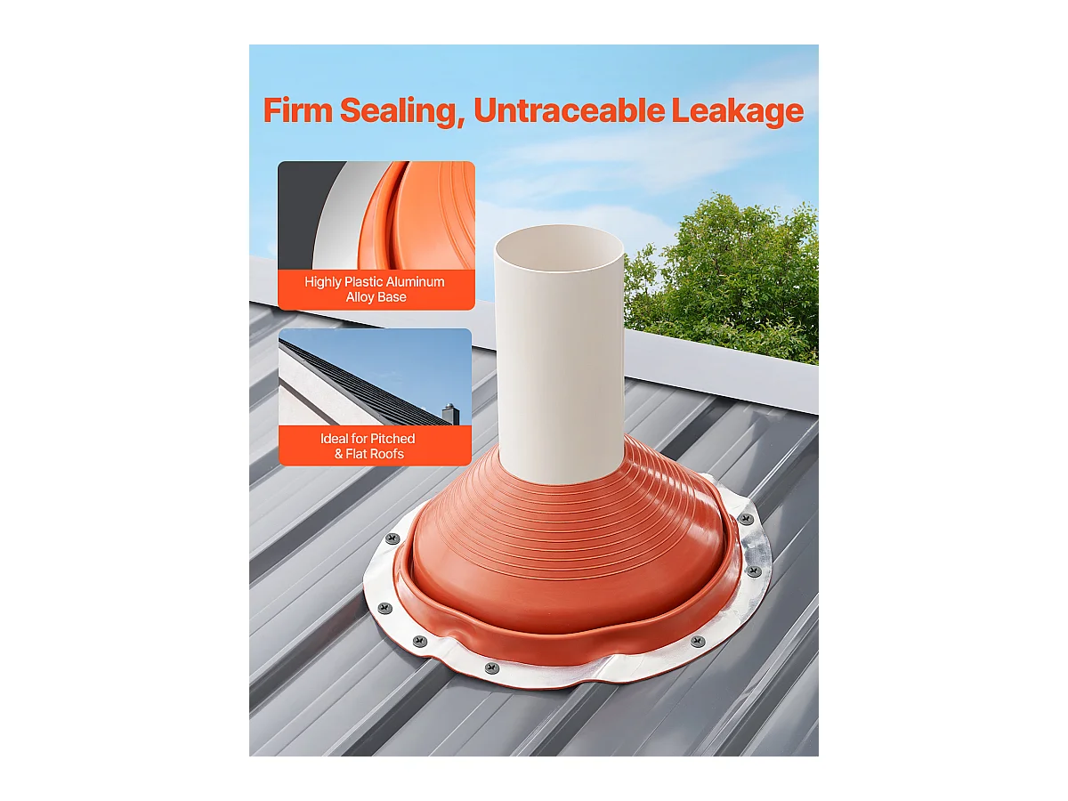 Soufflet de Solin de Tuyau SucceBuy de Toit en Silicone Rouge pour Tuyau de 25 à 48cm Haute Température