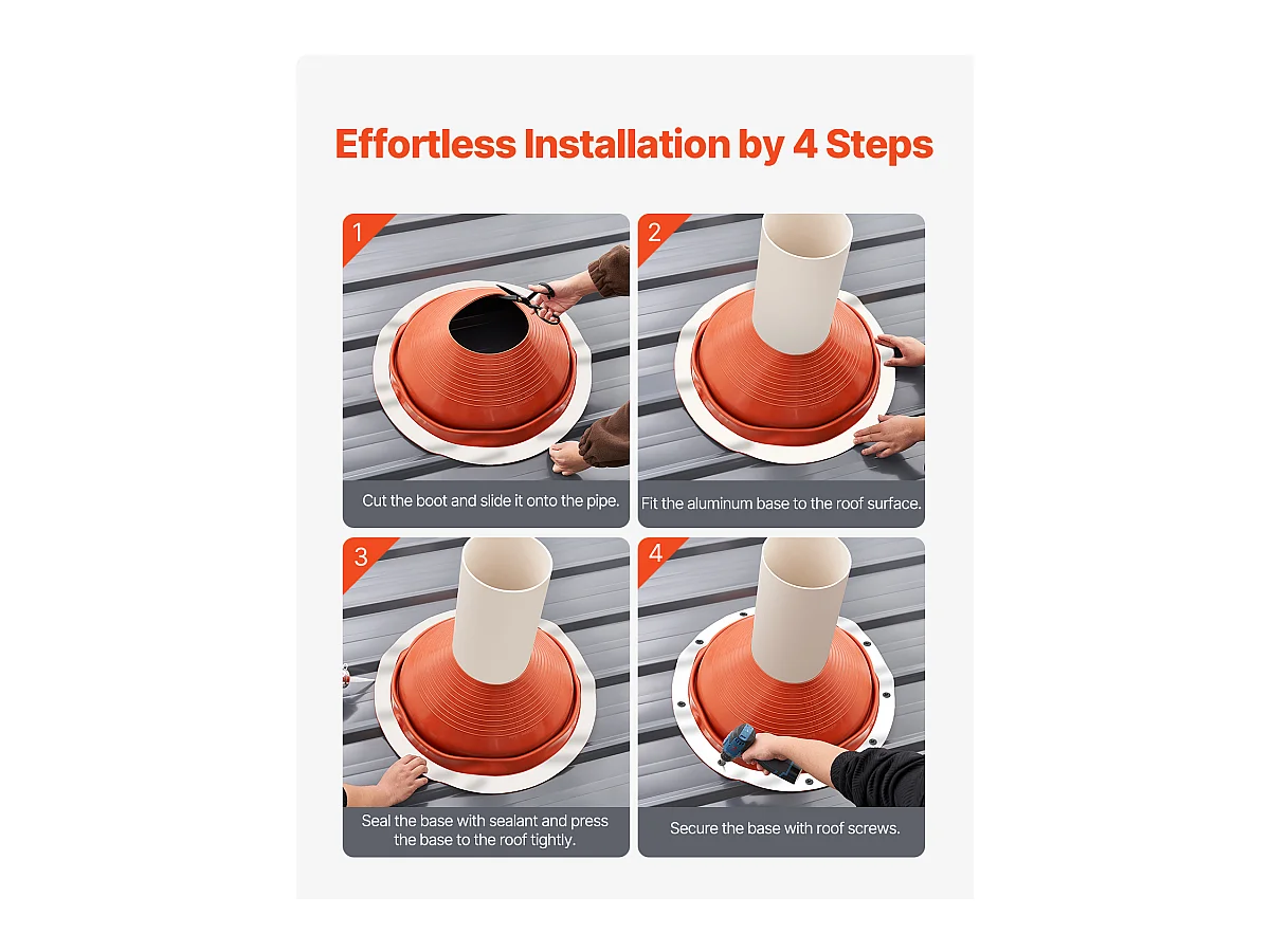 Soufflet de Solin de Tuyau SucceBuy de Toit en Silicone Rouge pour Tuyau de 25 à 48cm Haute Température