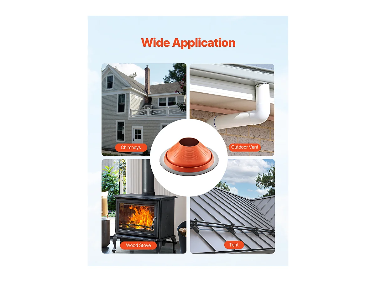 Soufflet de Solin de Tuyau SucceBuy de Toit en Silicone Rouge pour Tuyau de 25 à 48cm Haute Température