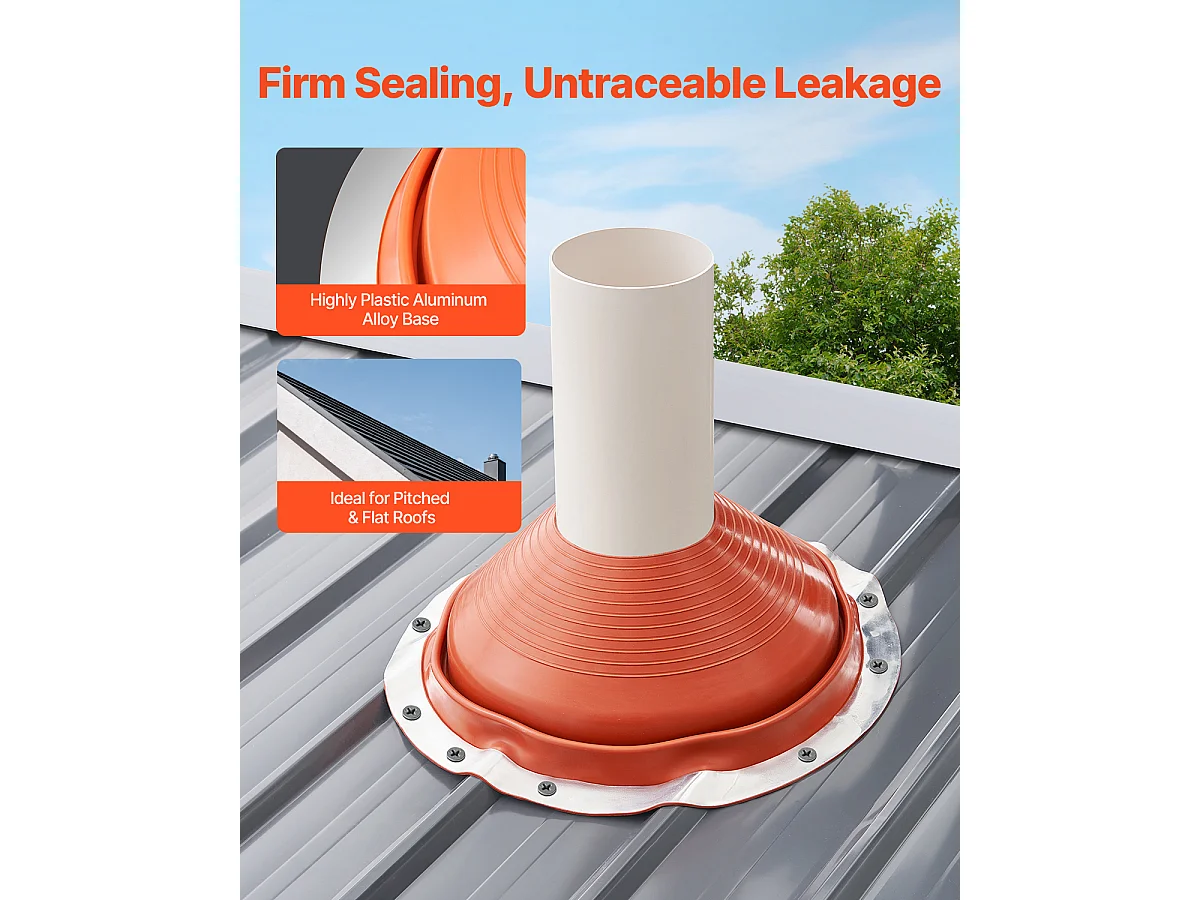 Soufflet de Solin de Tuyau SucceBuy de Toit en Silicone Rouge pour Tuyau de 25 à 48cm Haute Température