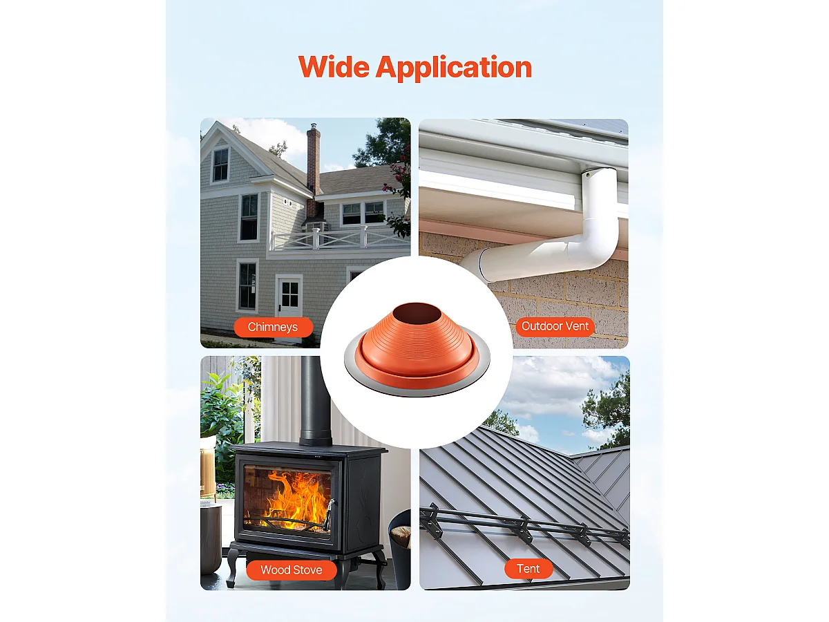 Soufflet de Solin de Tuyau SucceBuy de Toit en Silicone Rouge pour Tuyau de 25 à 48cm Haute Température