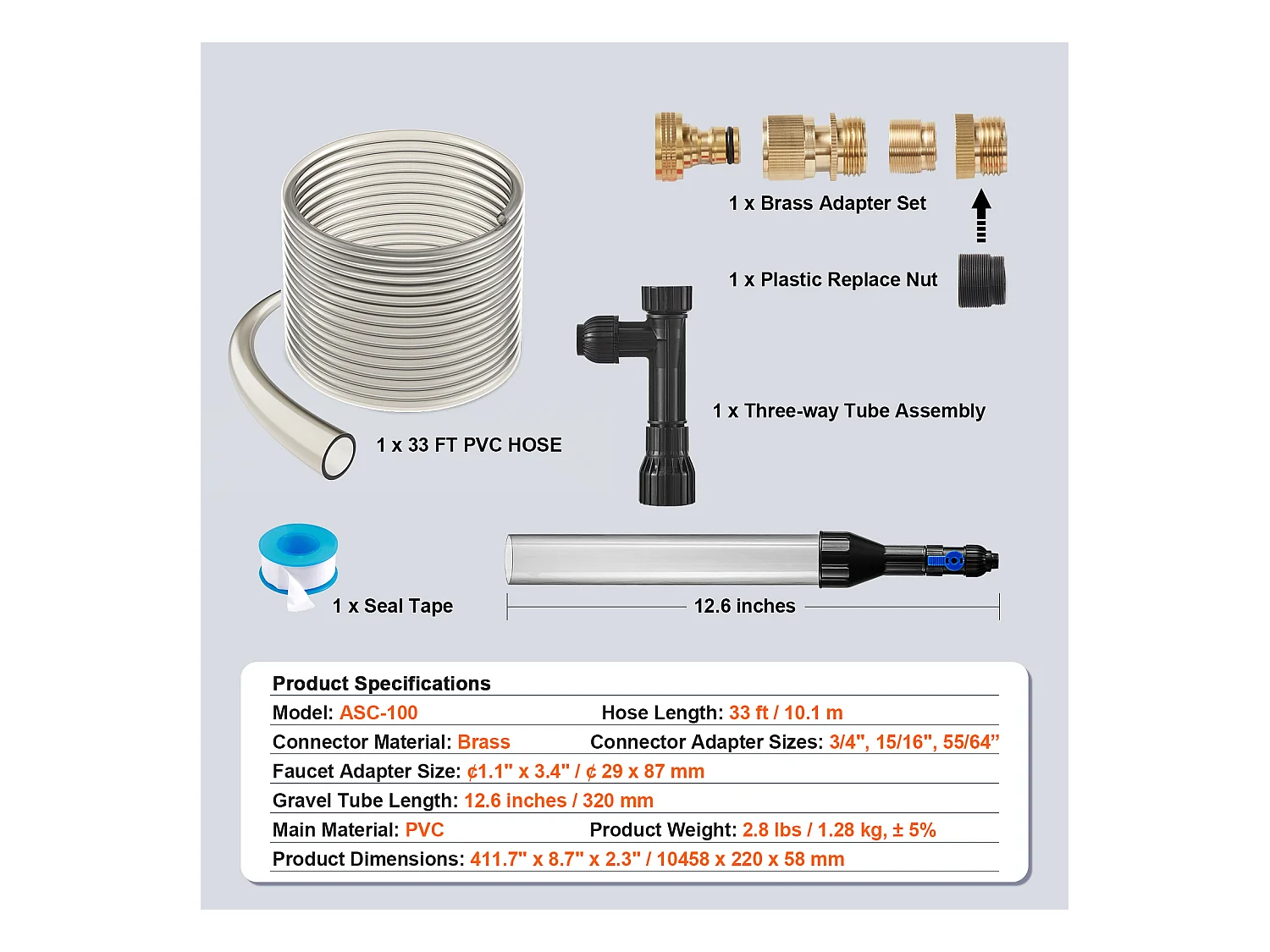 Aspirateur à Gravier pour Aquarium SucceBuy avec Tuyau PVC 10 m, Siphon pour Nettoyage Aquariums