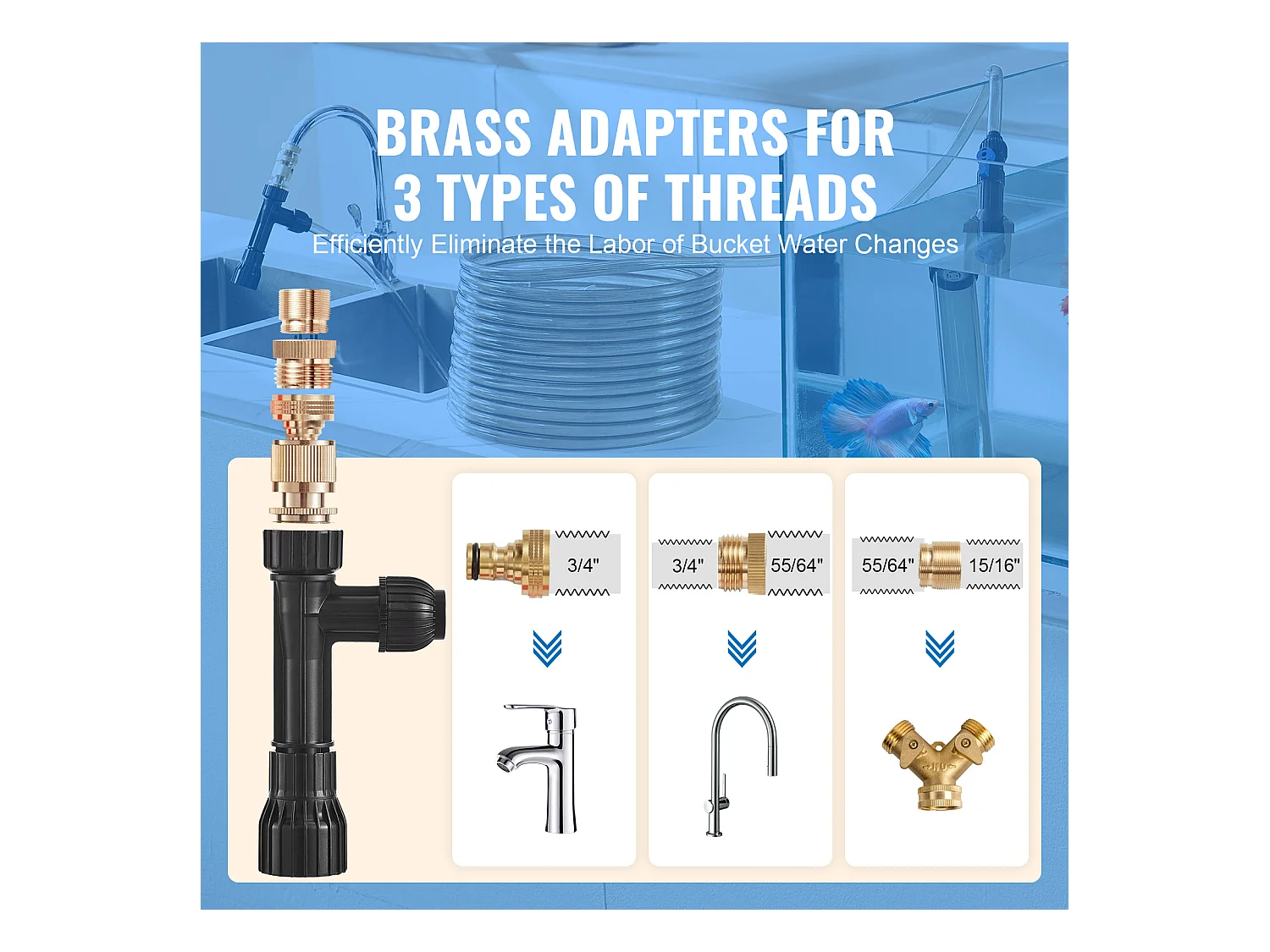 Aspirateur à Gravier pour Aquarium SucceBuy avec Tuyau PVC 10 m, Siphon pour Nettoyage Aquariums