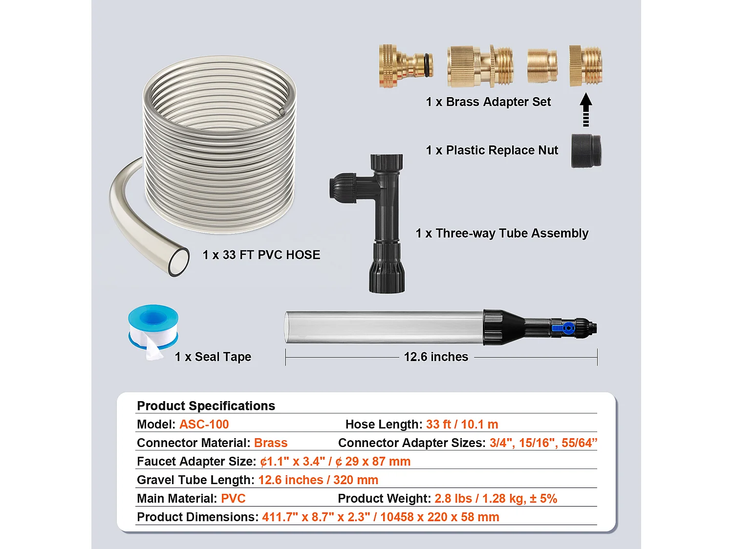 Aspirateur à Gravier pour Aquarium SucceBuy avec Tuyau PVC 10 m, Siphon pour Nettoyage Aquariums