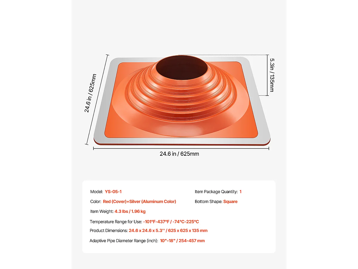 Bottes de Solin SucceBuy pour Tuyau de 25 à 46cm - Silicone Durable - Haute Température