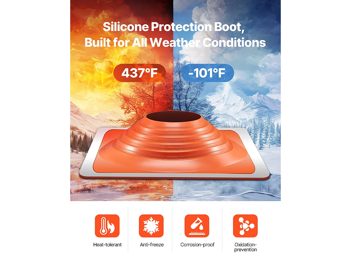 Bottes de Solin SucceBuy pour Tuyau de 25 à 46cm - Silicone Durable - Haute Température