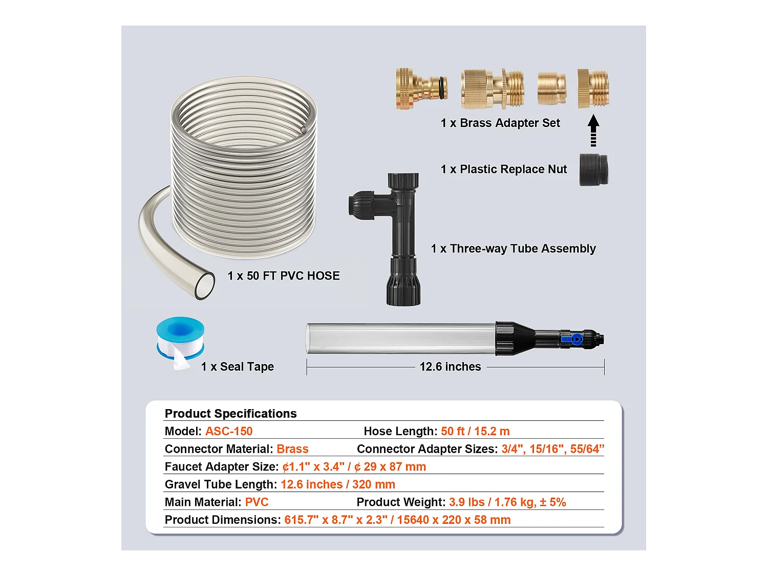 Grindzuiger voor Aquaria SucceBuy, PVC-Slang 15,2 m voor Reinigen Aquaria