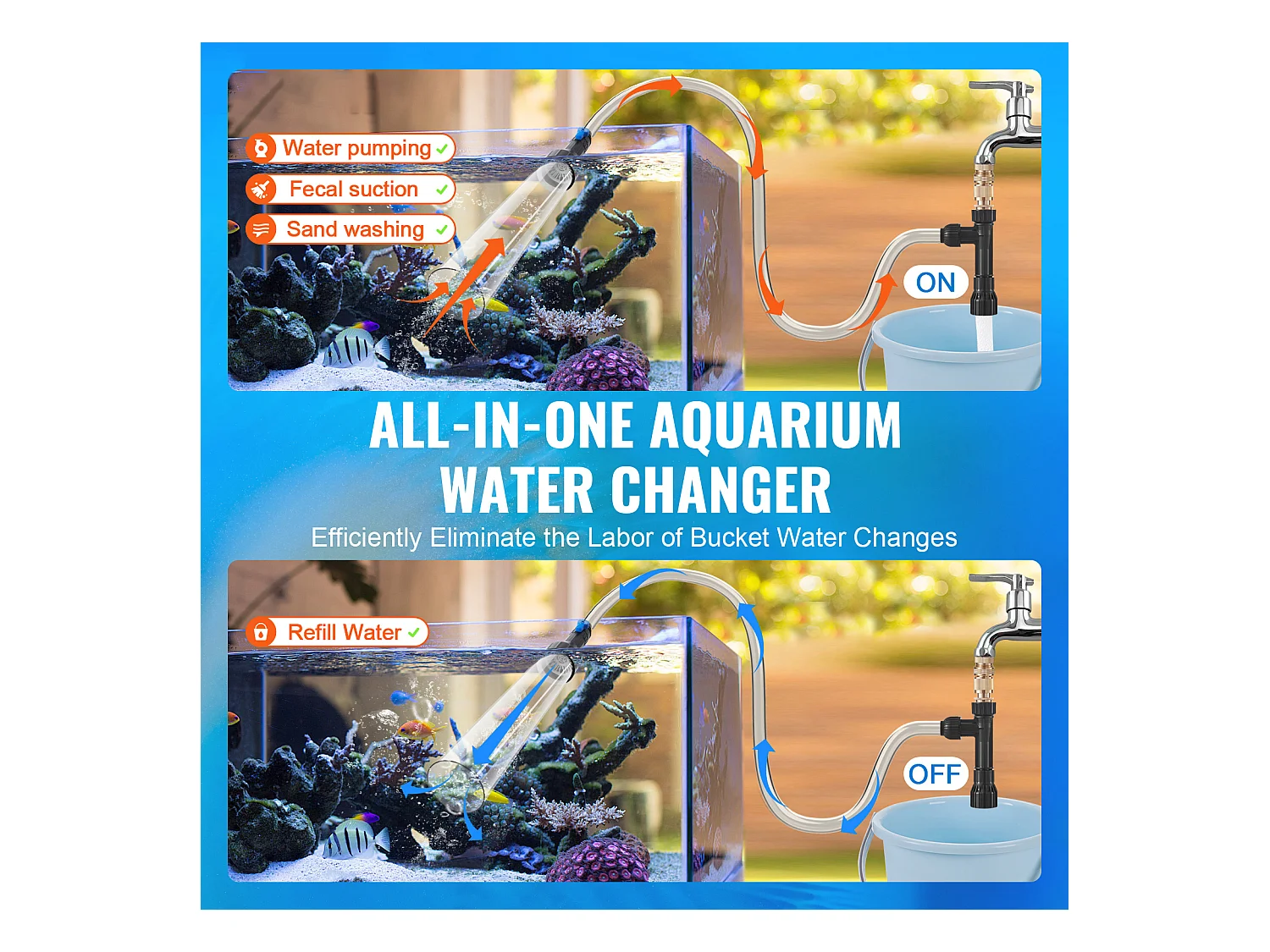 Grindzuiger voor Aquaria SucceBuy, PVC-Slang 15,2 m voor Reinigen Aquaria