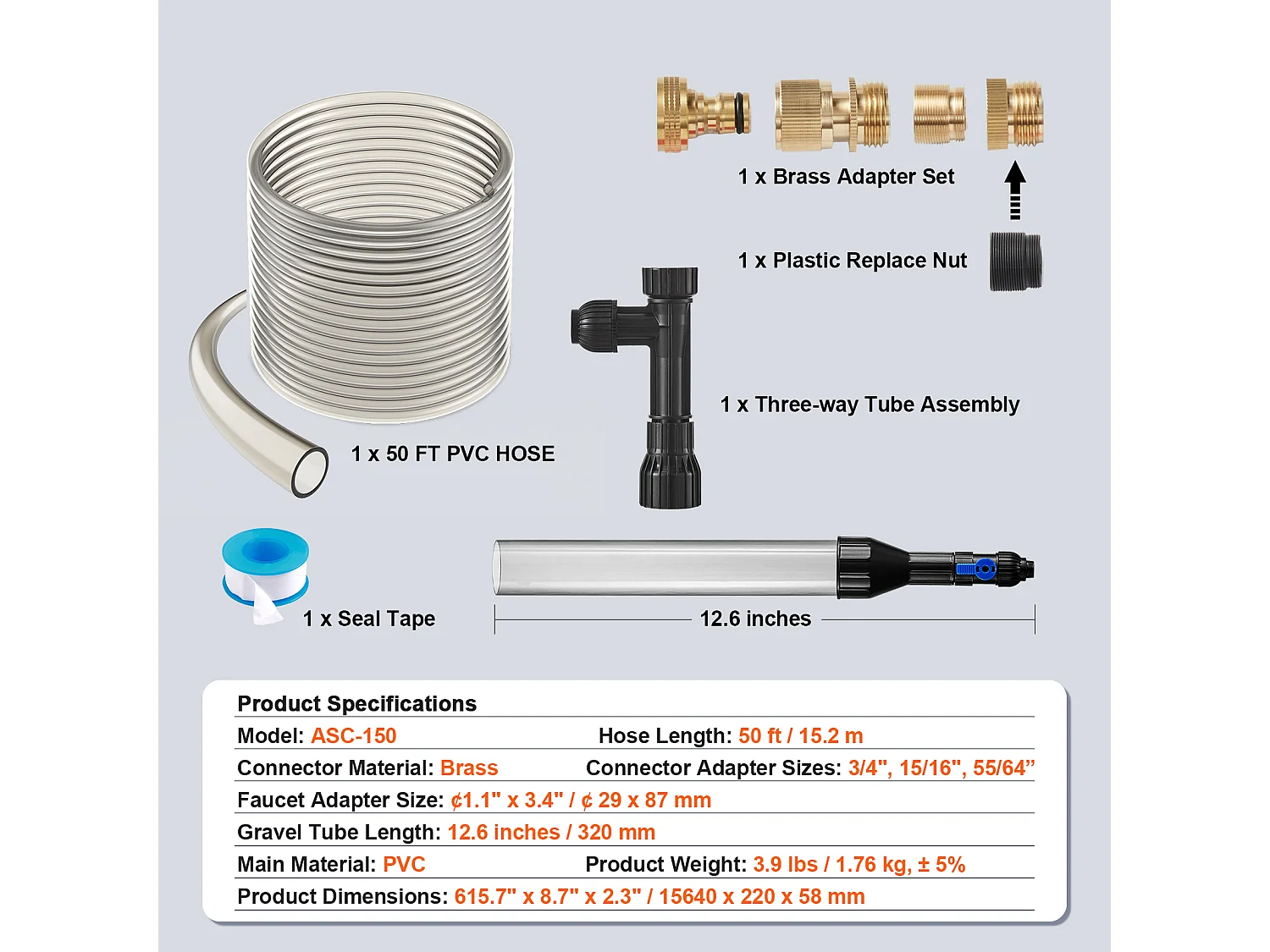 Aspirateur à Gravier pour Aquarium SucceBuy, Siphon en PVC 15,2 m pour Nettoyage Aquariums