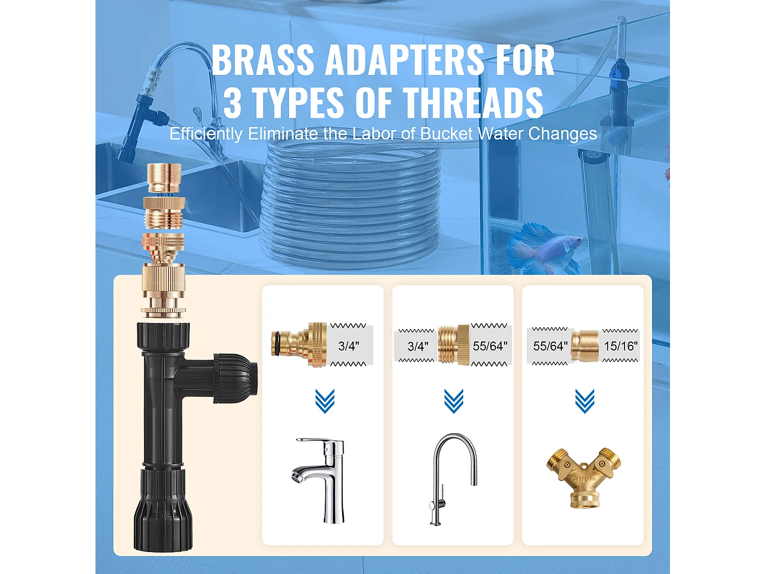 Aspirateur à Gravier pour Aquarium SucceBuy, Siphon en PVC 15,2 m pour Nettoyage Aquariums