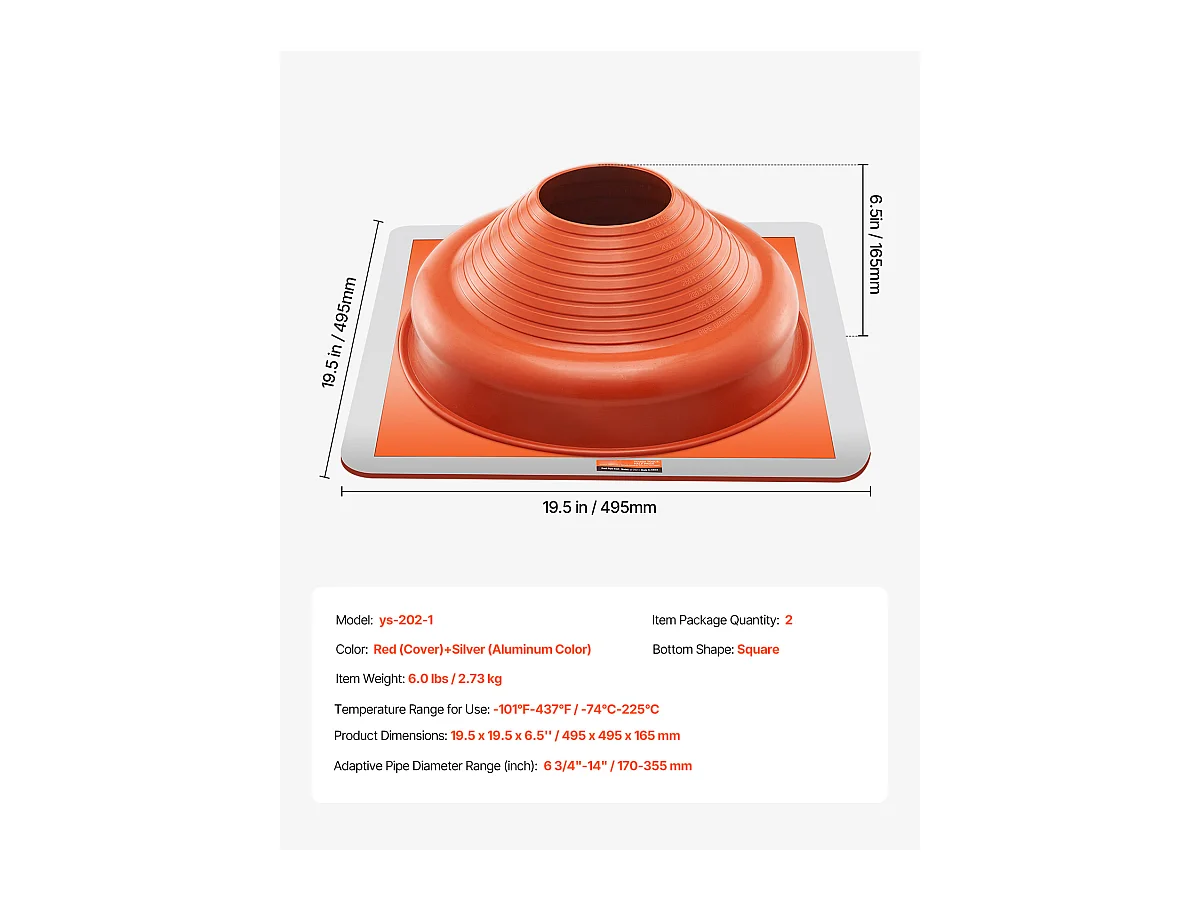 Solins de Toit SucceBuy Lot de 2 en Silicone Haute Température pour Tuyaux de 17 à 36cm