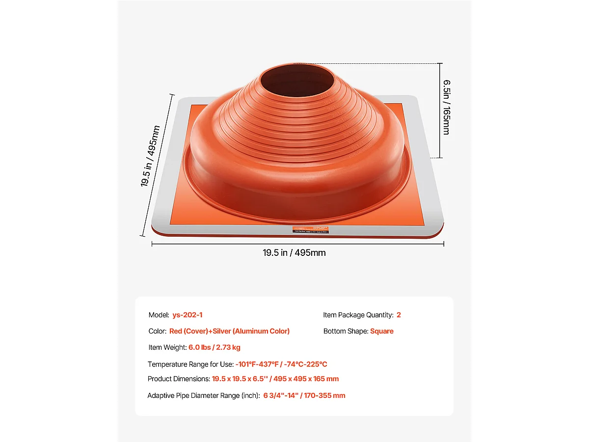 Solins de Toit SucceBuy Lot de 2 en Silicone Haute Température pour Tuyaux de 17 à 36cm