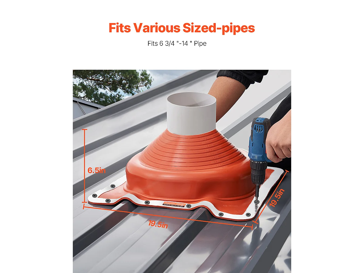 Solins de Toit SucceBuy Lot de 2 en Silicone Haute Température pour Tuyaux de 17 à 36cm