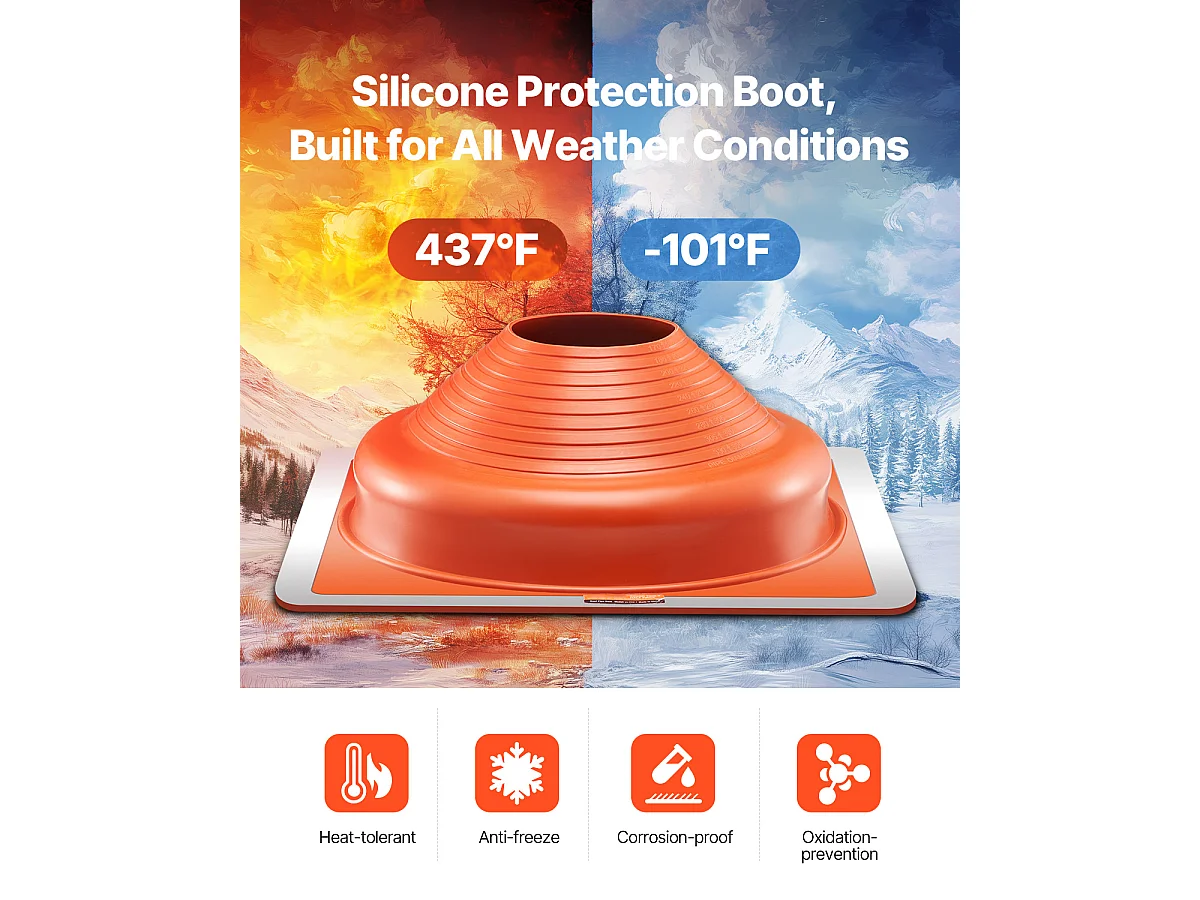 Solins de Toit SucceBuy Lot de 2 en Silicone Haute Température pour Tuyaux de 17 à 36cm