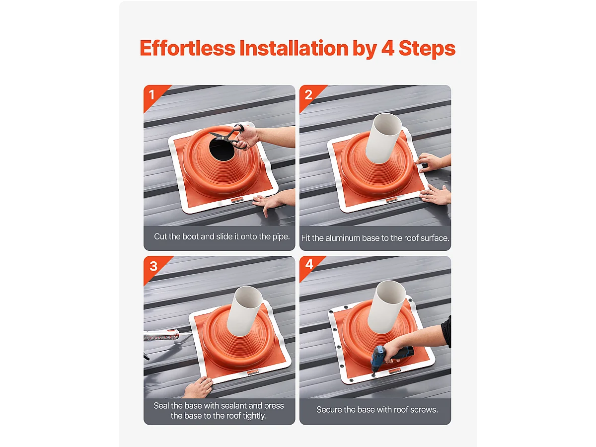 Solins de Toit SucceBuy Lot de 2 en Silicone Haute Température pour Tuyaux de 17 à 36cm