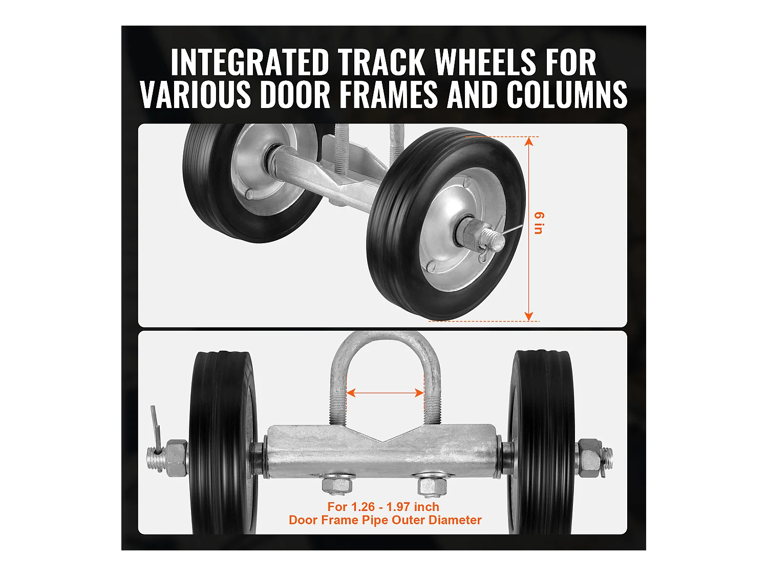 Kit de Portail Coulissant, SucceBuy Kit de Portail Coulissant 15,24 cm Robuste pour Porte 272 kg de Charge