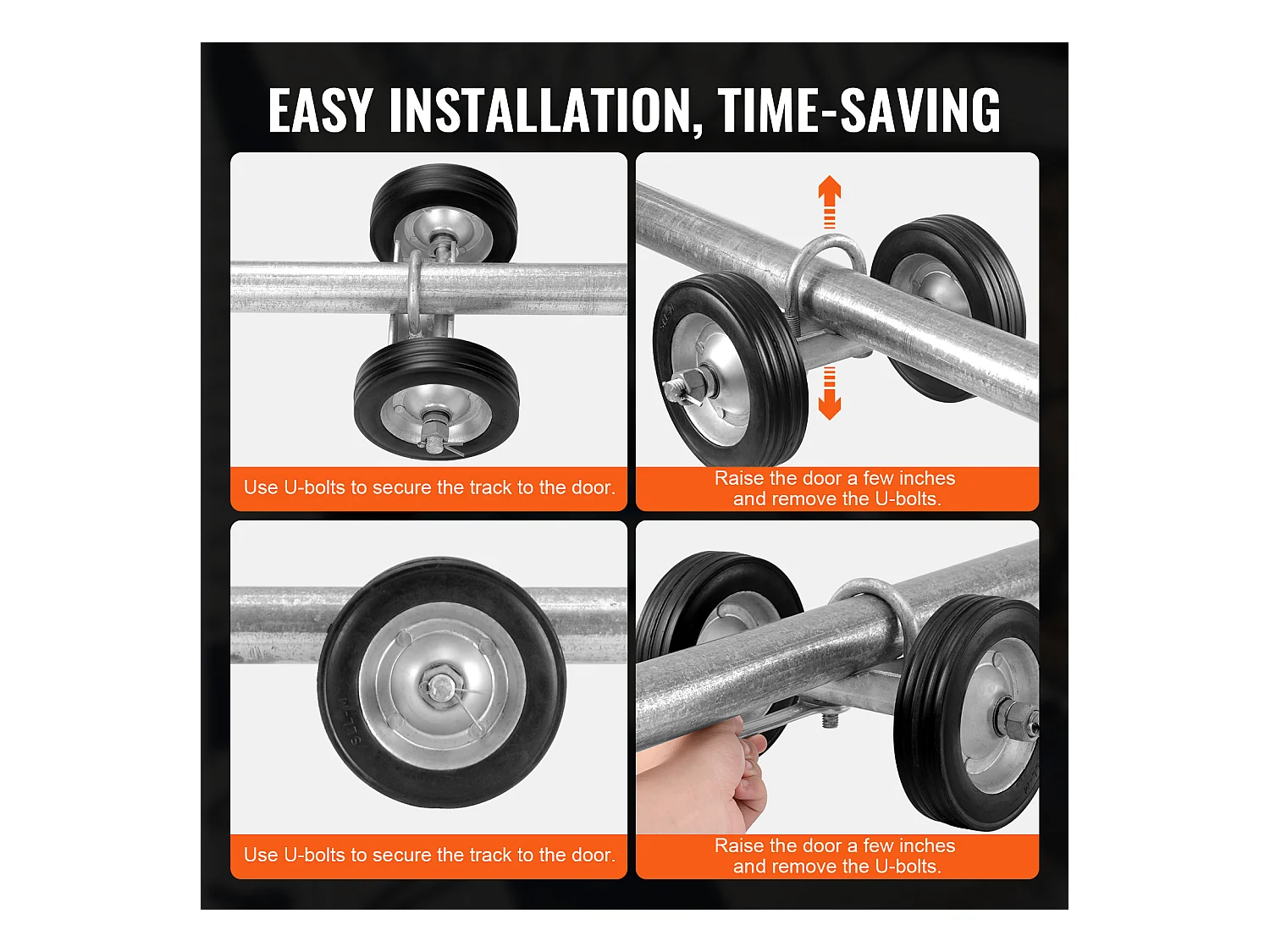 Kit de Portail Coulissant, SucceBuy Kit de Portail Coulissant 15,24 cm Robuste pour Porte 272 kg de Charge