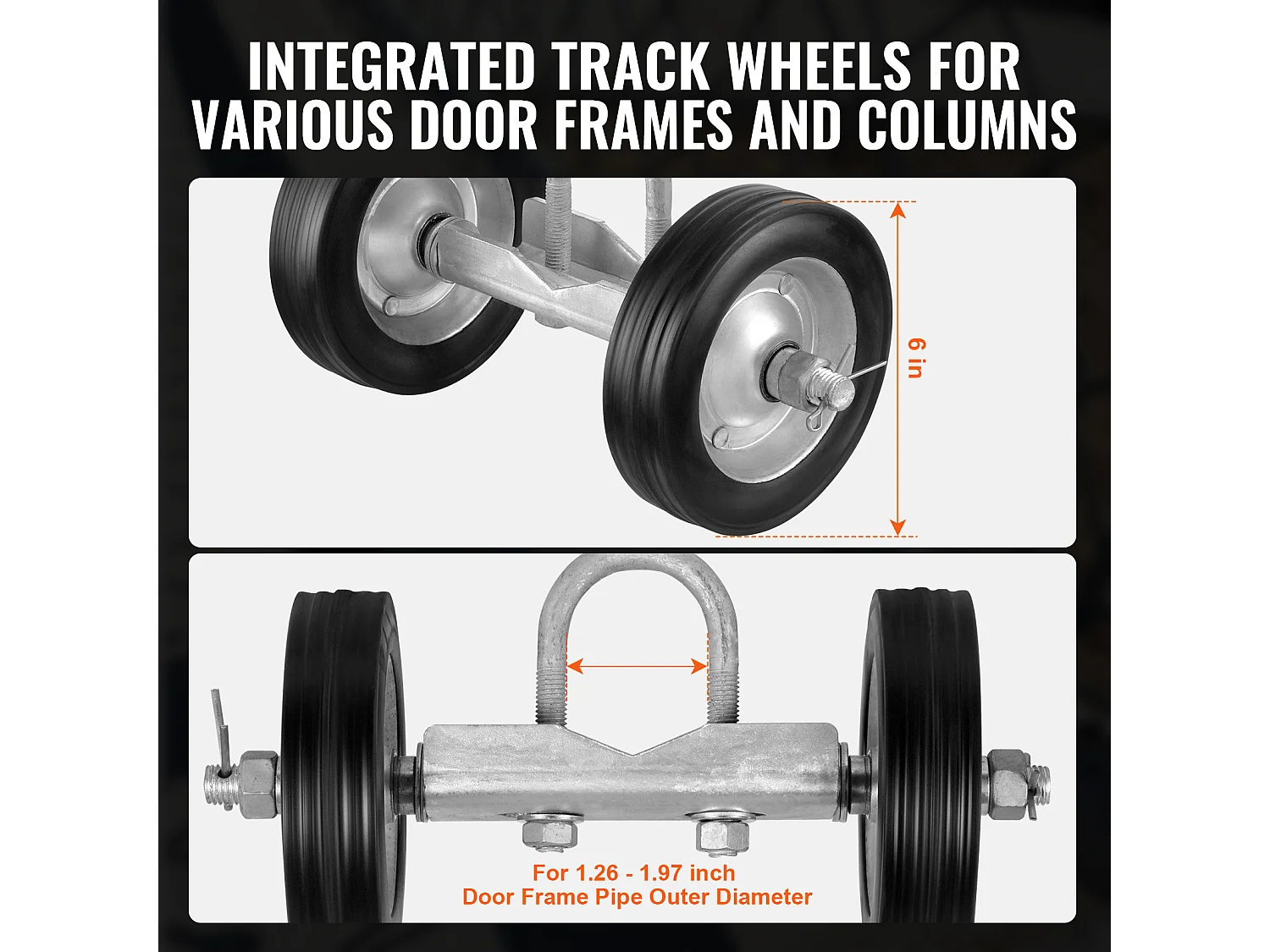 Kit de Portail Coulissant, SucceBuy Kit de Portail Coulissant 15,24 cm Robuste pour Porte 272 kg de Charge