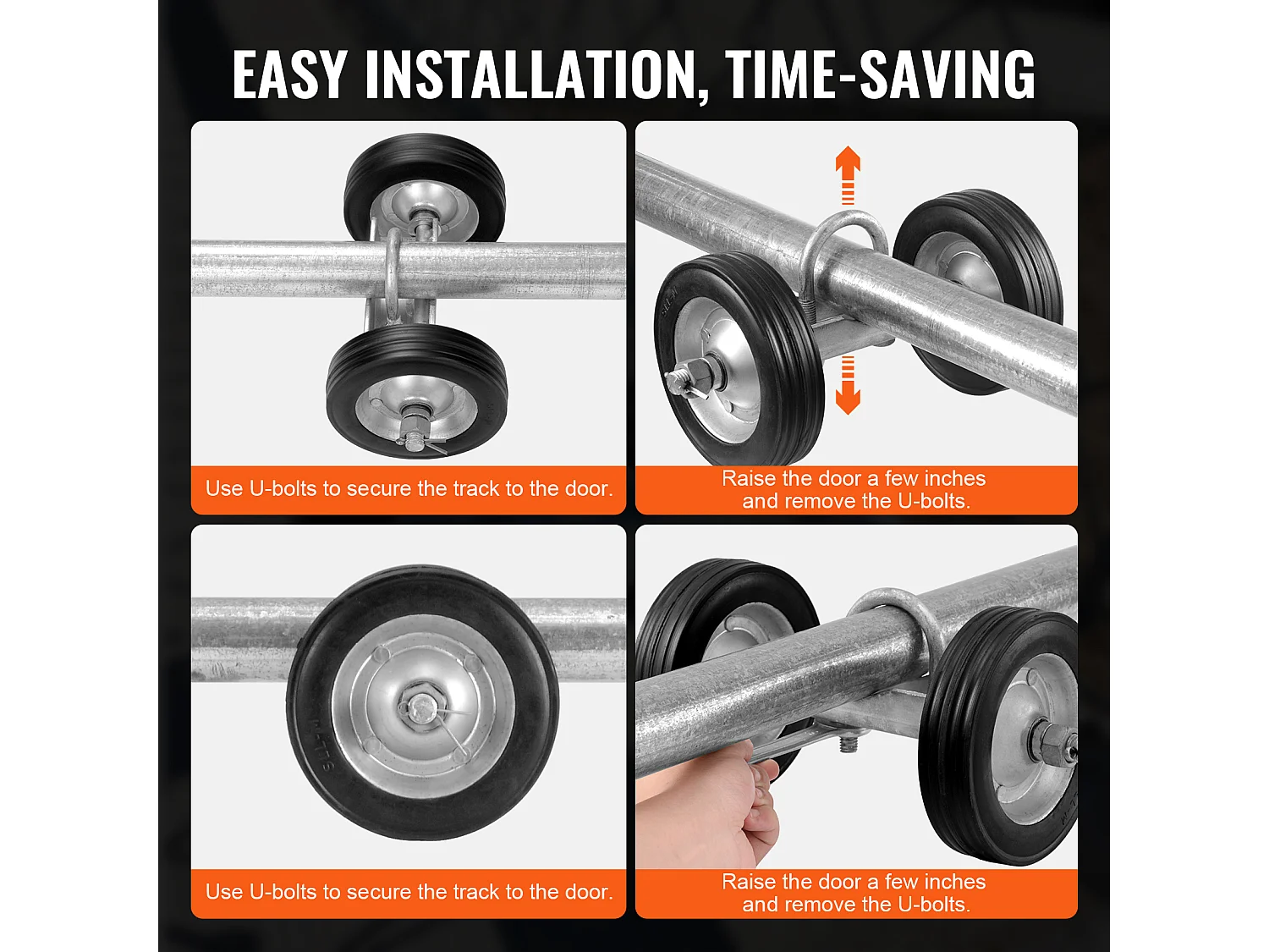 Kit de Portail Coulissant, SucceBuy Kit de Portail Coulissant 15,24 cm Robuste pour Porte 272 kg de Charge