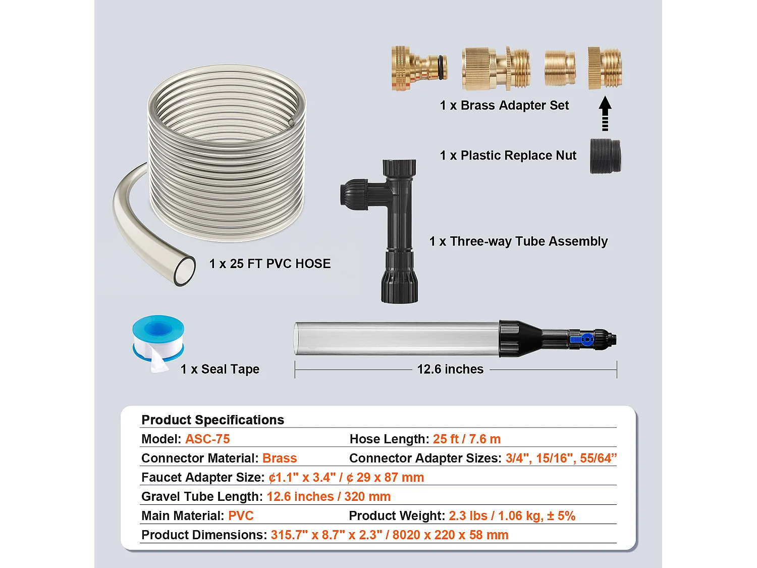 Aspirateur à Gravier pour Aquarium SucceBuy, Siphon en Tuyau PVC 7,6 m