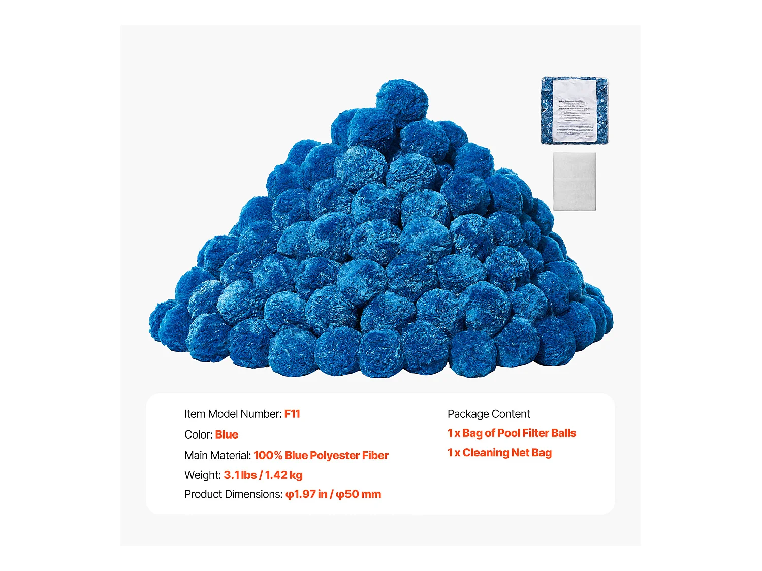 Kule filtrujące do basenu SucceBuy, Ponownego Użycia Niebieskie Nośniki Filtrujące z Piasku do Basenów, 1,4 kg