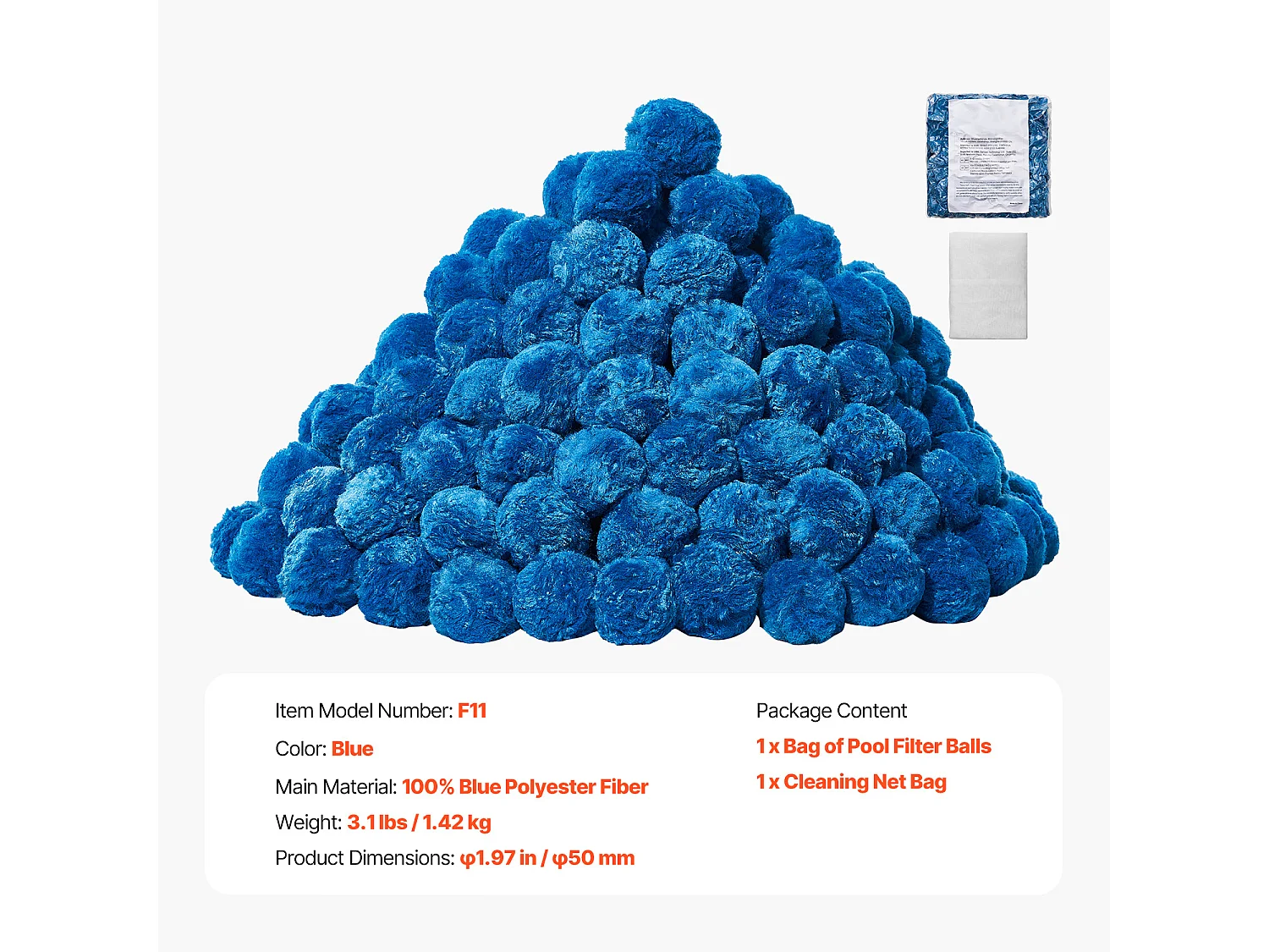 Boules de Filtre de Piscine SucceBuy, Médias de Filtre Bleus Réutilisables de Sable pour des Piscines, 1,4 kg