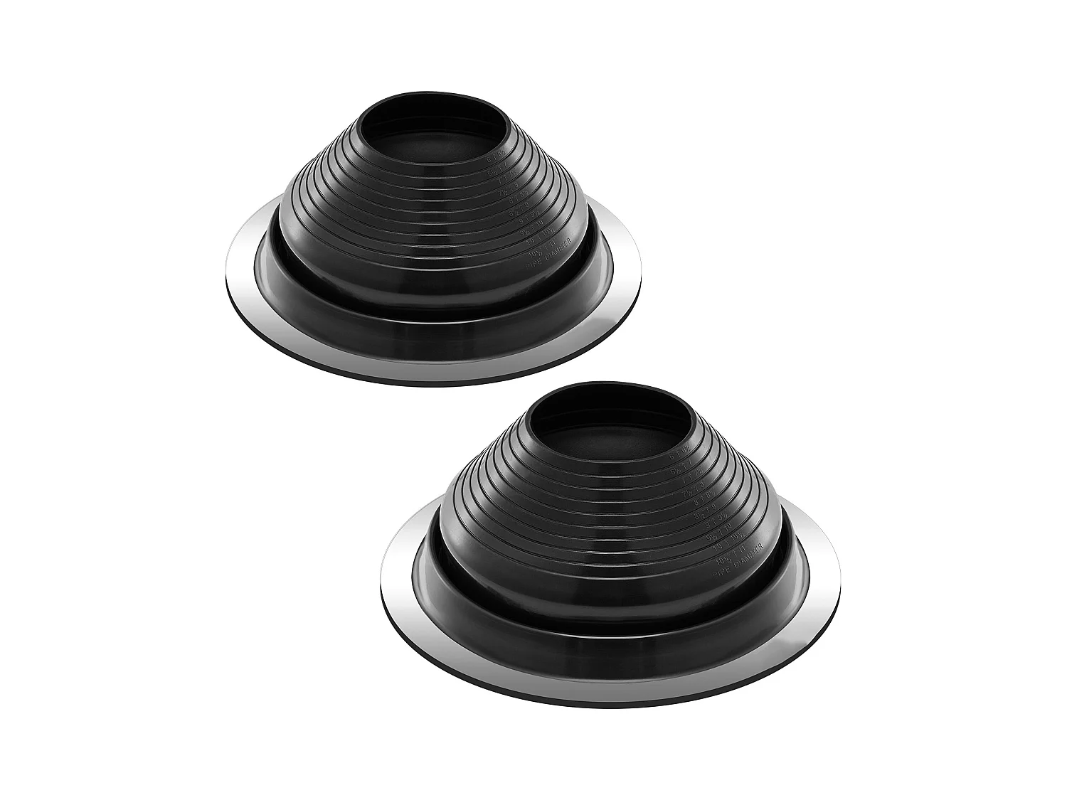 Kołnierze Uszczelniające do Rur SucceBuy Zestaw 2 Szt. do Rur Dachowych od 15 do 28 cm, Elastyczny EPDM, Odporny na Wysokie Temperatury, Podstawa z Trwałego Metalu