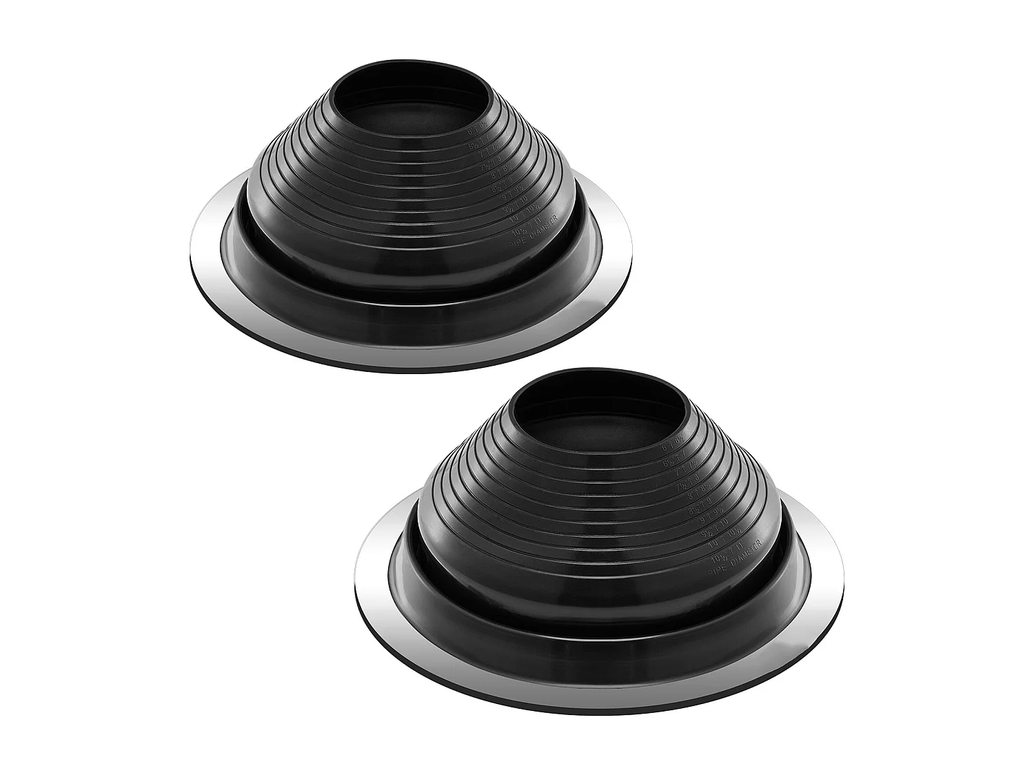 Bottes de Solin pour Tuyaux SucceBuy Lot de 2 de Toit pour Tuyaux de 15 à 28 cm, EDPM Flexible, Résistant aux Hautes Températures, Base en Métal Durable