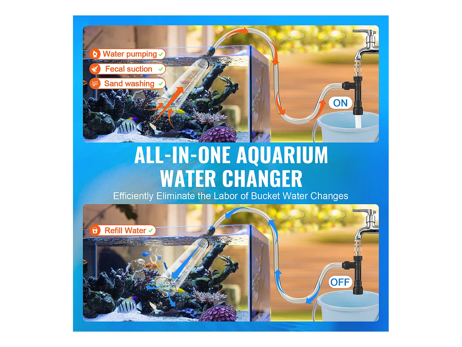 Aspirateur à Gravier pour Aquarium SucceBuy, Siphon en Tuyau PVC 9,1 m pour Nettoyage Aquariums