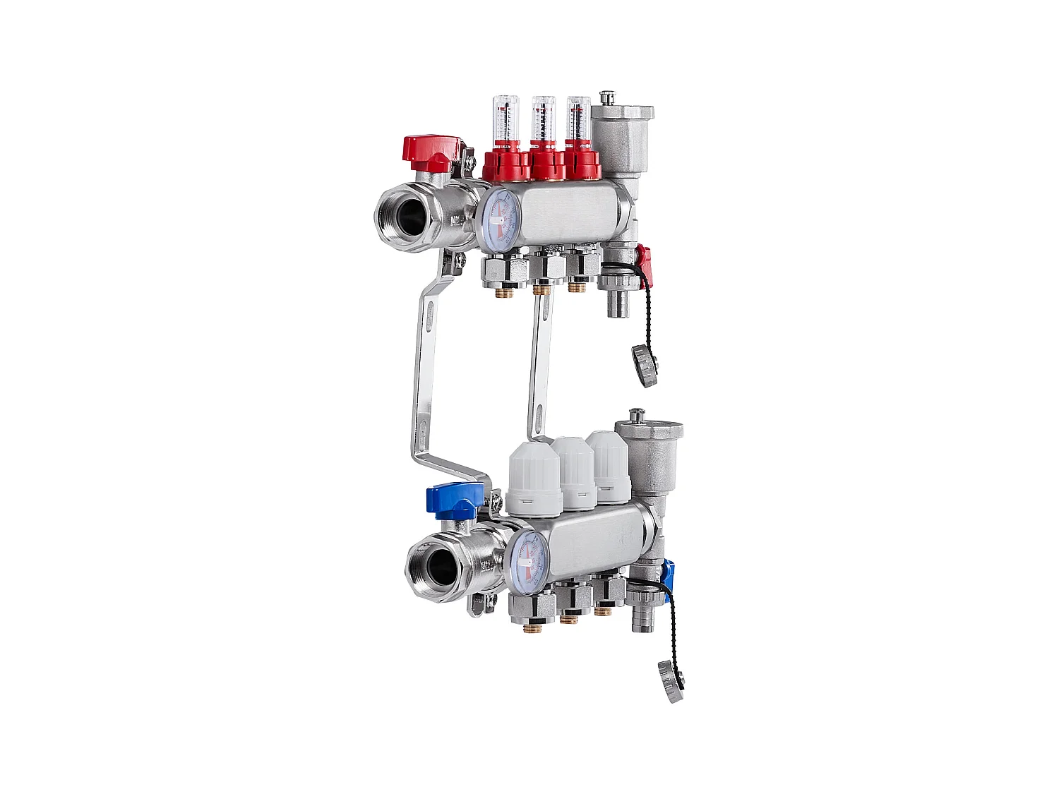 Collecteur de Chauffage Radiant SucceBuy à 3 Branches Ensemble de Collecteur de Chauffage par le Sol avec Tubes PEX de 2.54/5.08cm