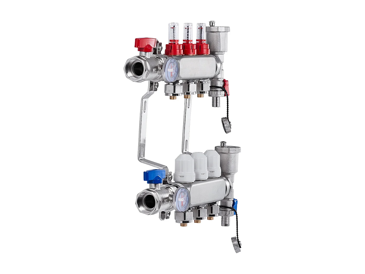 Collecteur de Chauffage Radiant SucceBuy à 3 Branches Ensemble de Collecteur de Chauffage par le Sol avec Tubes PEX de 2.54/5.08cm