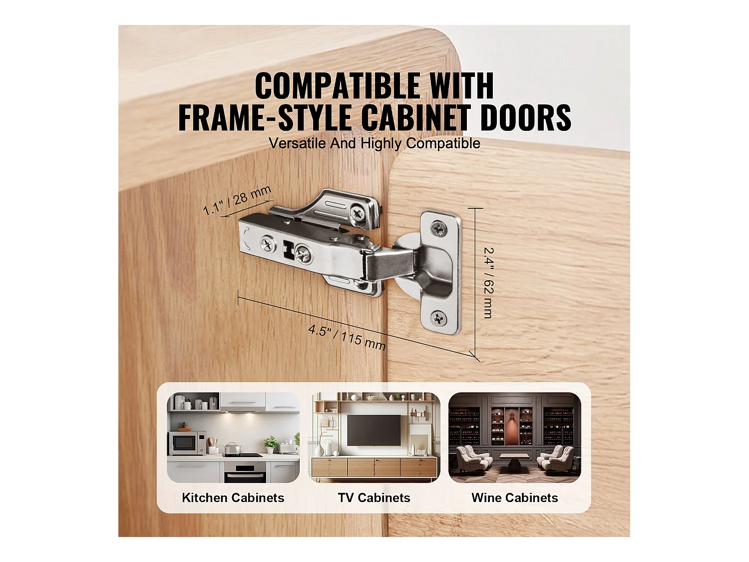 Charnières de Porte d'Armoire à Fermeture Douce SucceBuy, Pour Type Encadré/Sans Cadre 50 Paquets