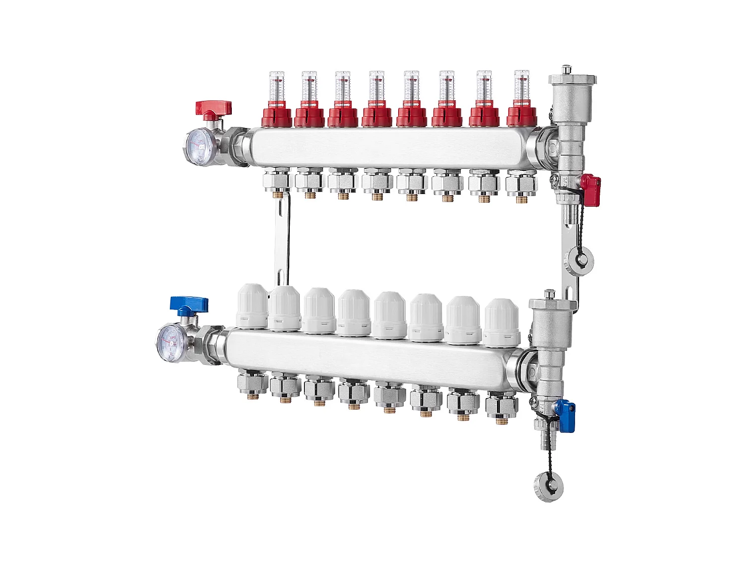 Collecteur PEX à 8 Branches SucceBuy pour Chauffage par le Sol avec Adaptateurs 2.54/5.08cm