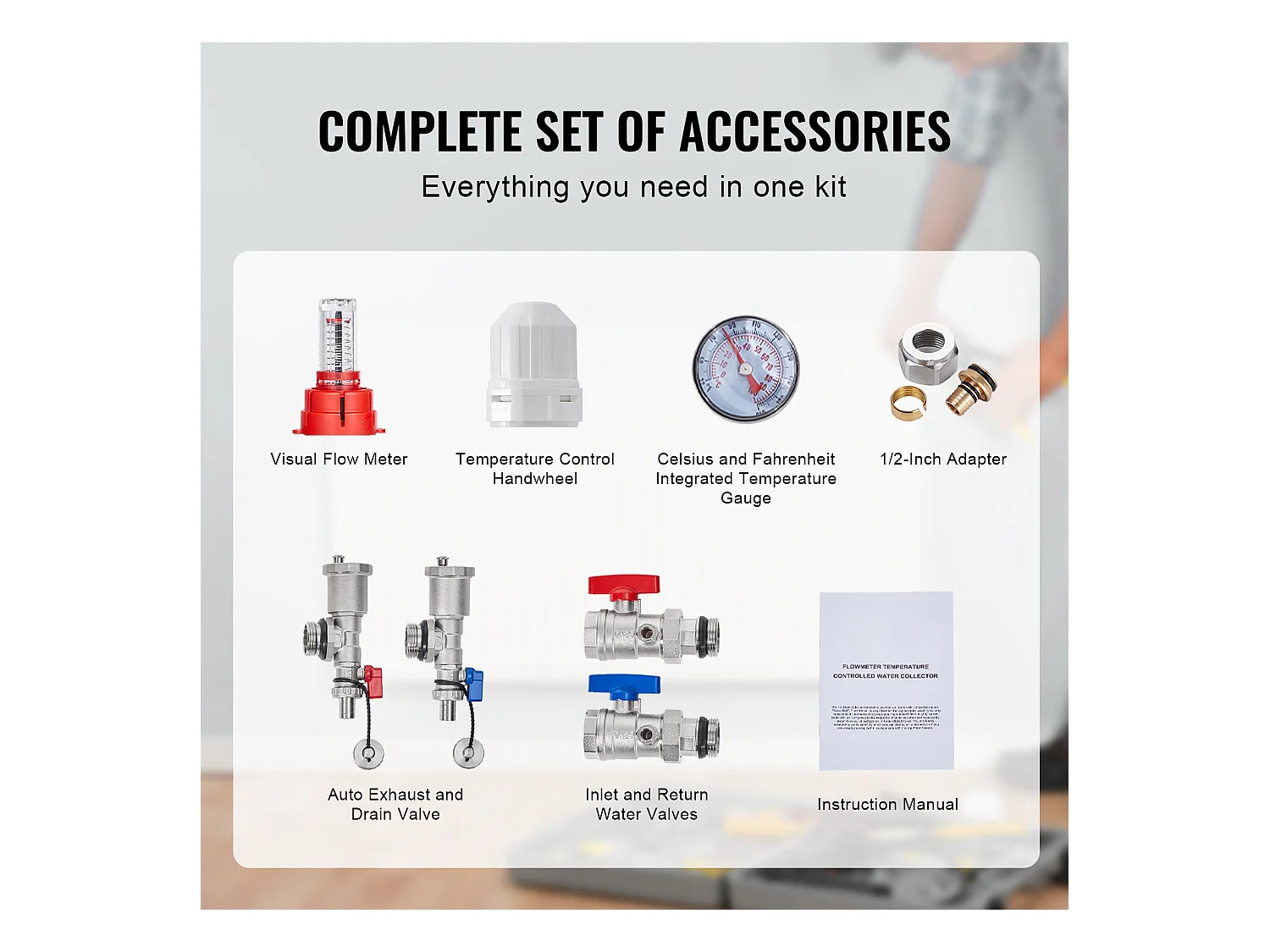 Collecteur PEX à 8 Branches SucceBuy pour Chauffage par le Sol avec Adaptateurs 2.54/5.08cm