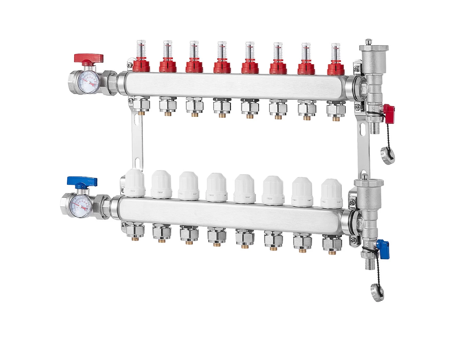 Collecteur PEX à 8 Branches SucceBuy pour Chauffage par le Sol avec Adaptateurs 2.54/5.08cm