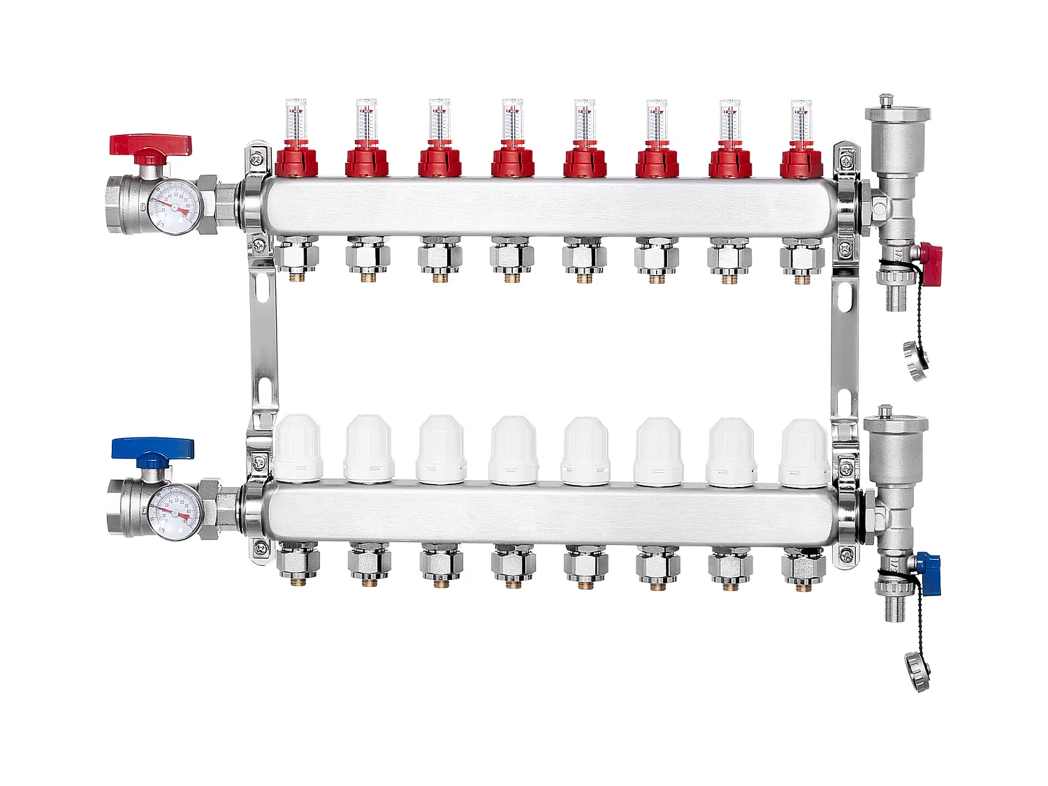 Collecteur PEX à 8 Branches SucceBuy pour Chauffage par le Sol avec Adaptateurs 2.54/5.08cm