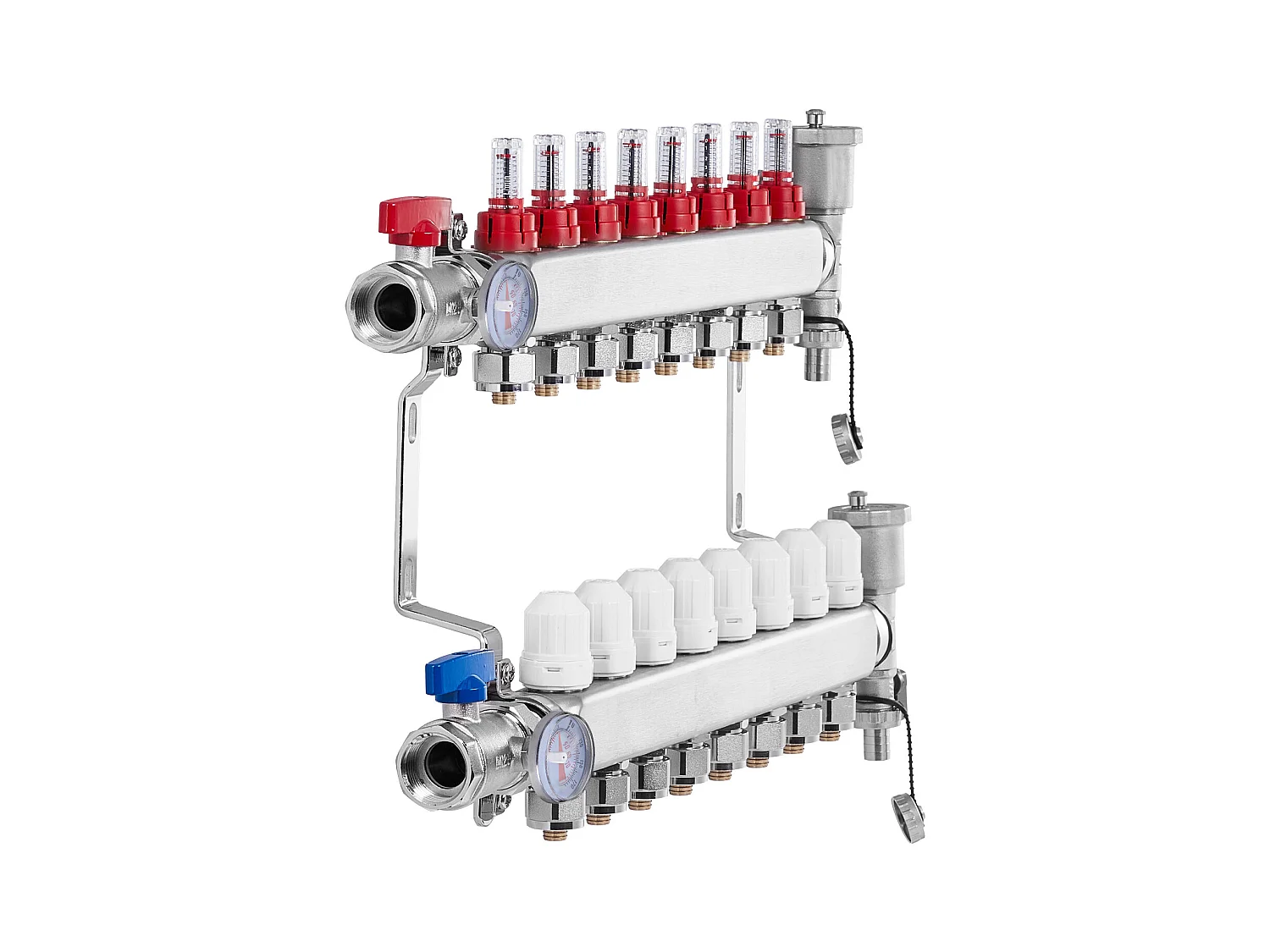 Collecteur PEX à 8 Branches SucceBuy pour Chauffage par le Sol avec Adaptateurs 2.54/5.08cm